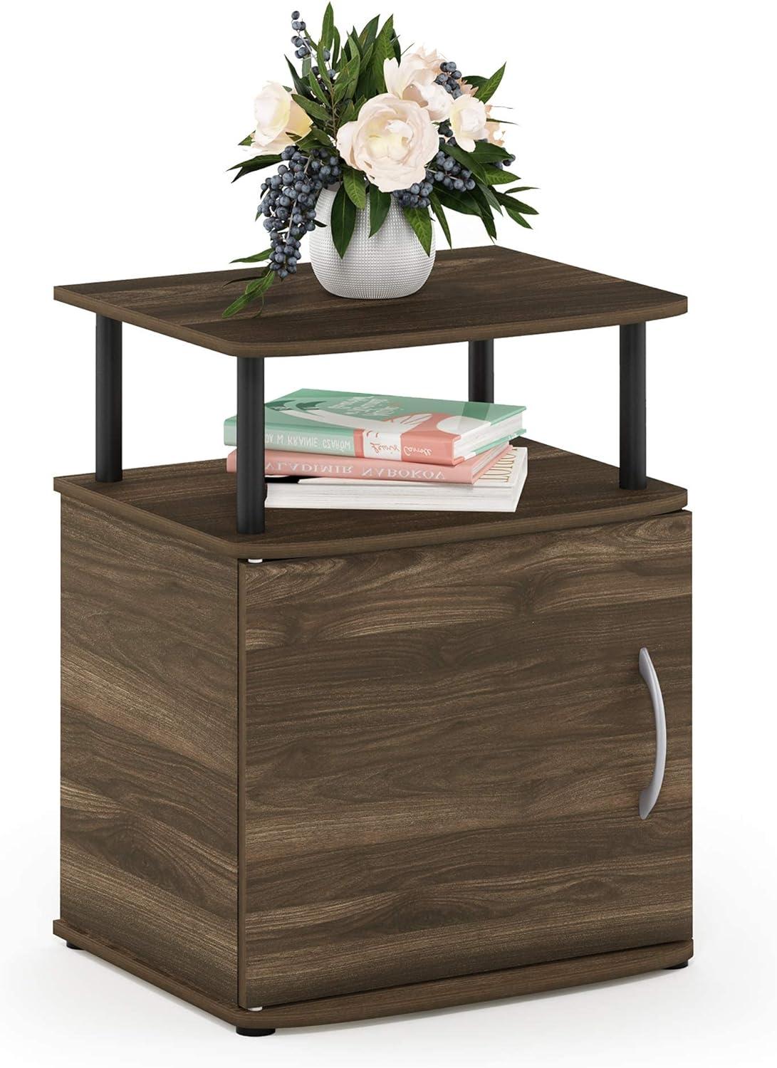 Furinno JAYA Utility Design End Table, Columbia Walnut/Black