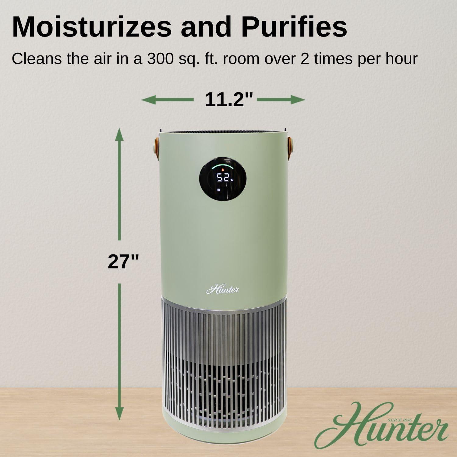 Hunter Fan Company HPH625 Air Purifier Humidifier – 2 in 1 Air Purifier & Humidifier Combo, Grey/ Silver
