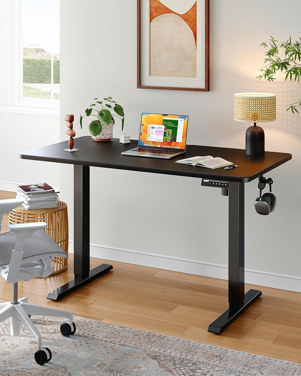 ErGear Whole Piece Standing Desk, 40x24 inch Adjustable Stand Up Desk with Cable Management Tray, Electric Computer Workstation for Home Office, White, EGESD63W