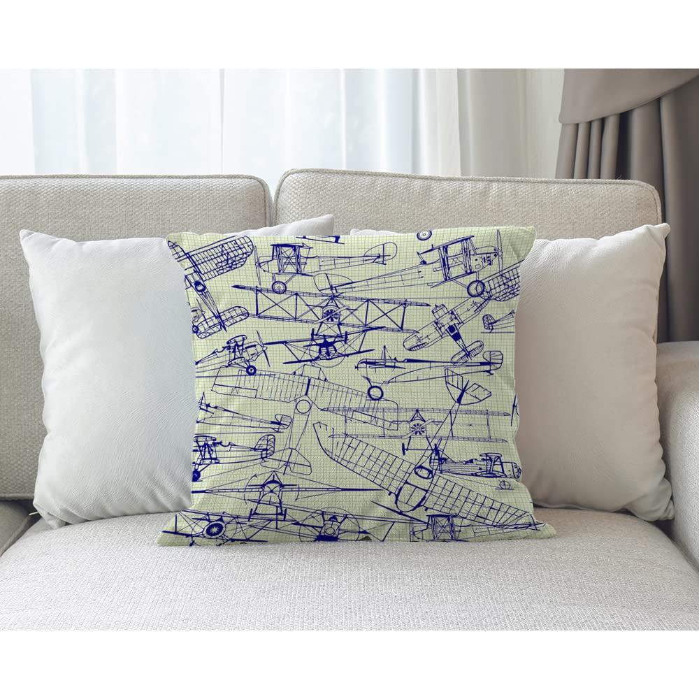 Old Airplanes Throw Pillows Covers Vintage Military Planes Model Cotton Linen Pillow Cover 18"X18" Pillowcase Decorative Pillow Cushion Cases for Sofa Bed Car Couch