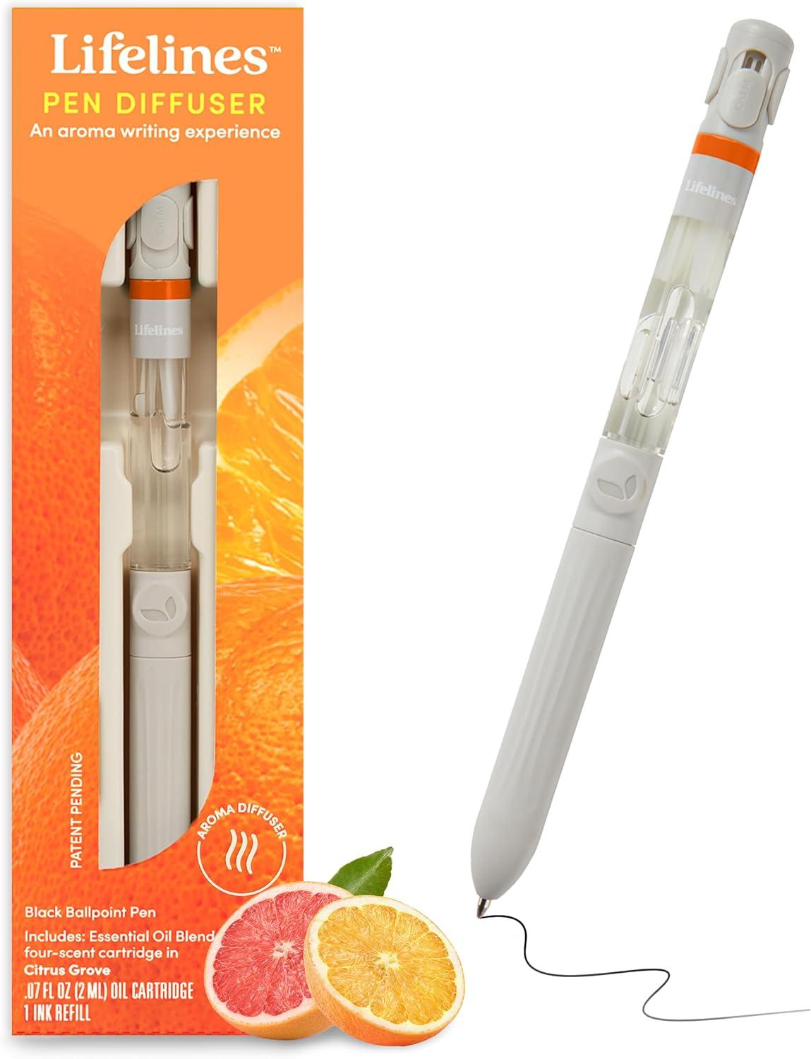 Lifelines Citrus Grove Essential Oil Blends with Pen Diffuser: Aromatherapy Gift Set, No Battery Required