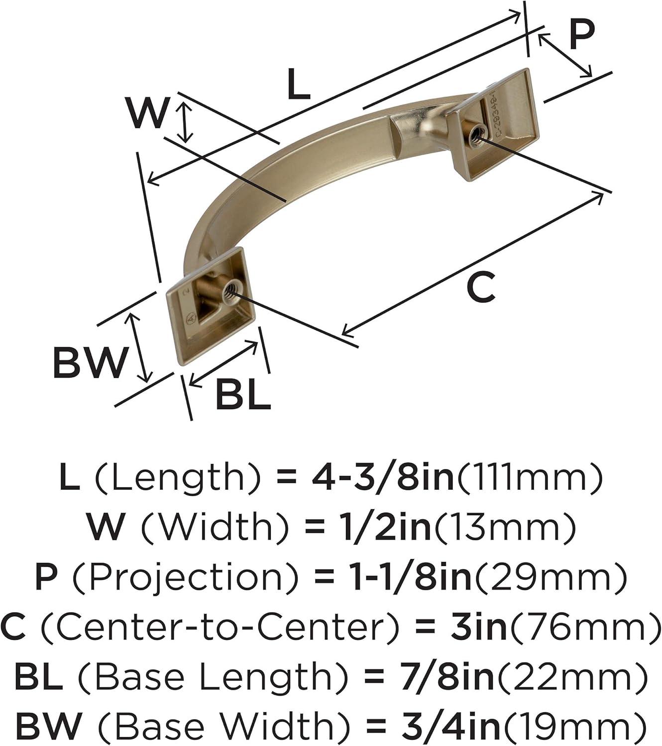 Amerock Candler 3 inch (76mm) Center-to-Center Golden Champagne Cabinet Pull