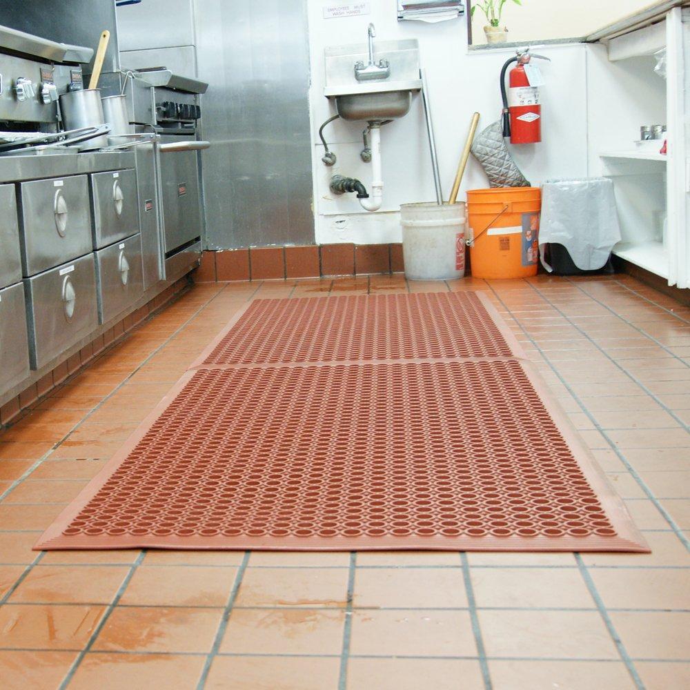 Rubber-Cal "1/2 in. Dura-Chef" Non-Slip Rubber Kitchen Mat - 1/2 in x 3 ft x 5 ft - Red Rubber Mats