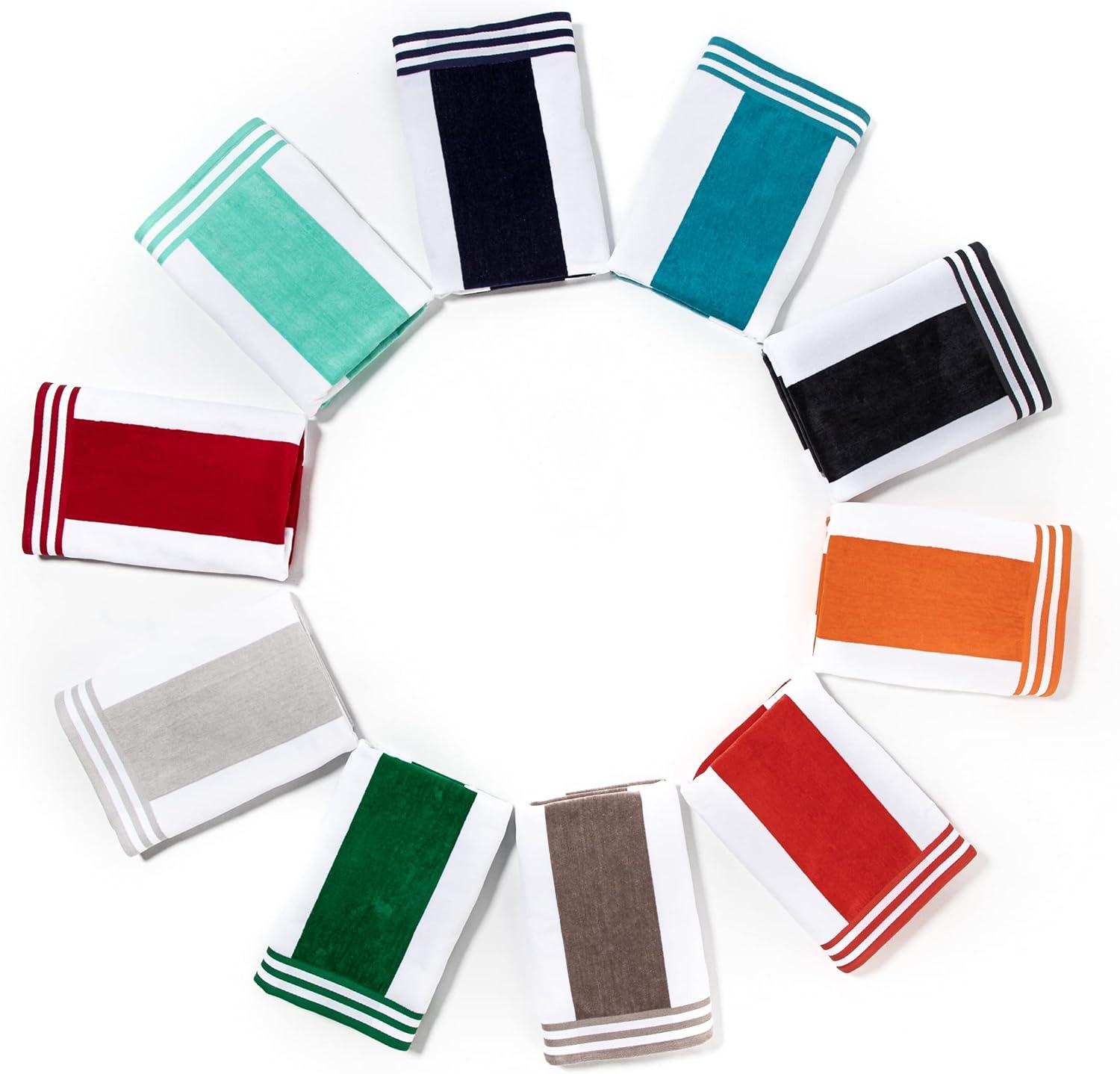 Superior Cabana Striped 4-Piece Oversized Cotton Beach Towel Set, Turquoise