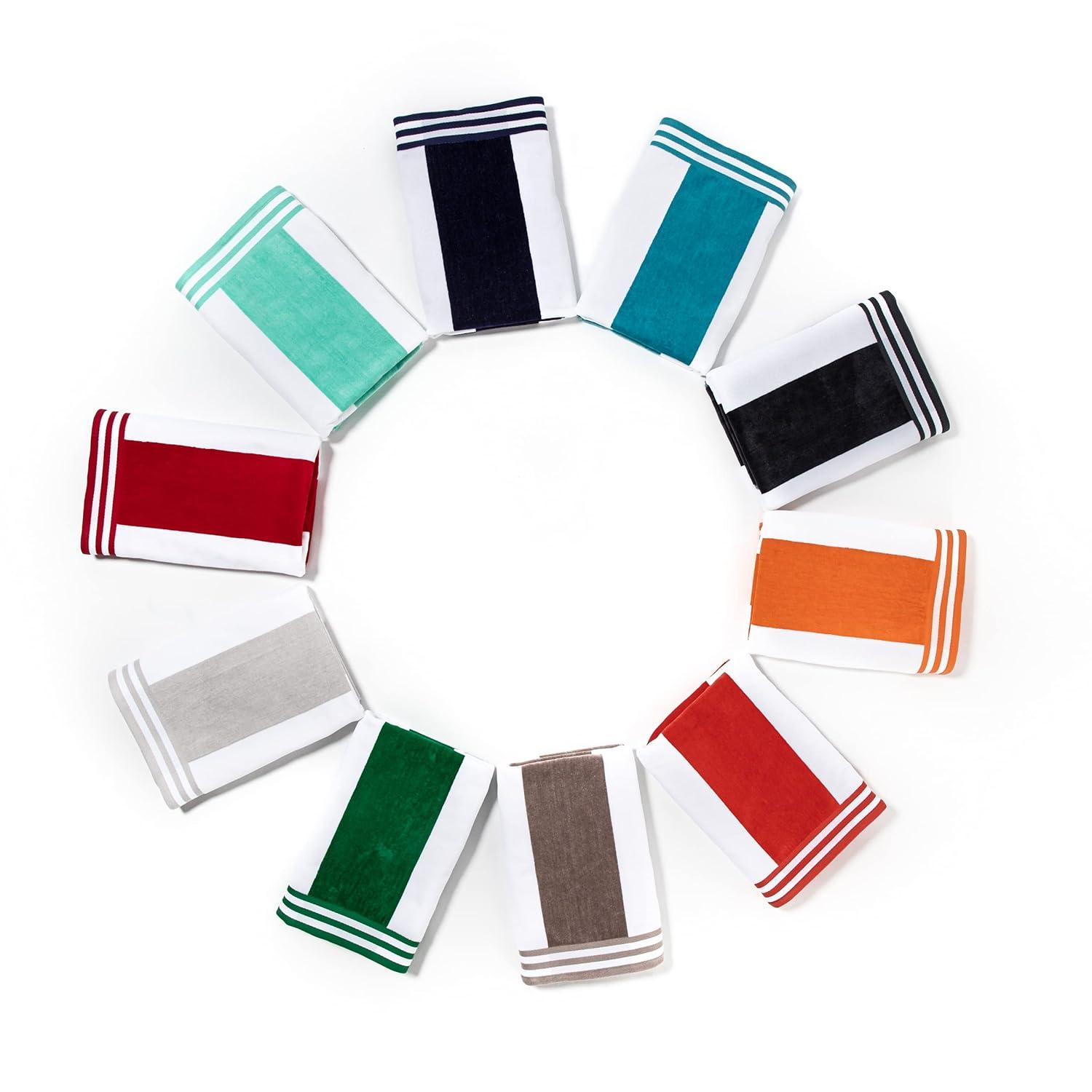 Superior Cabana Striped 4-Piece Oversized Cotton Beach Towel Set, Turquoise