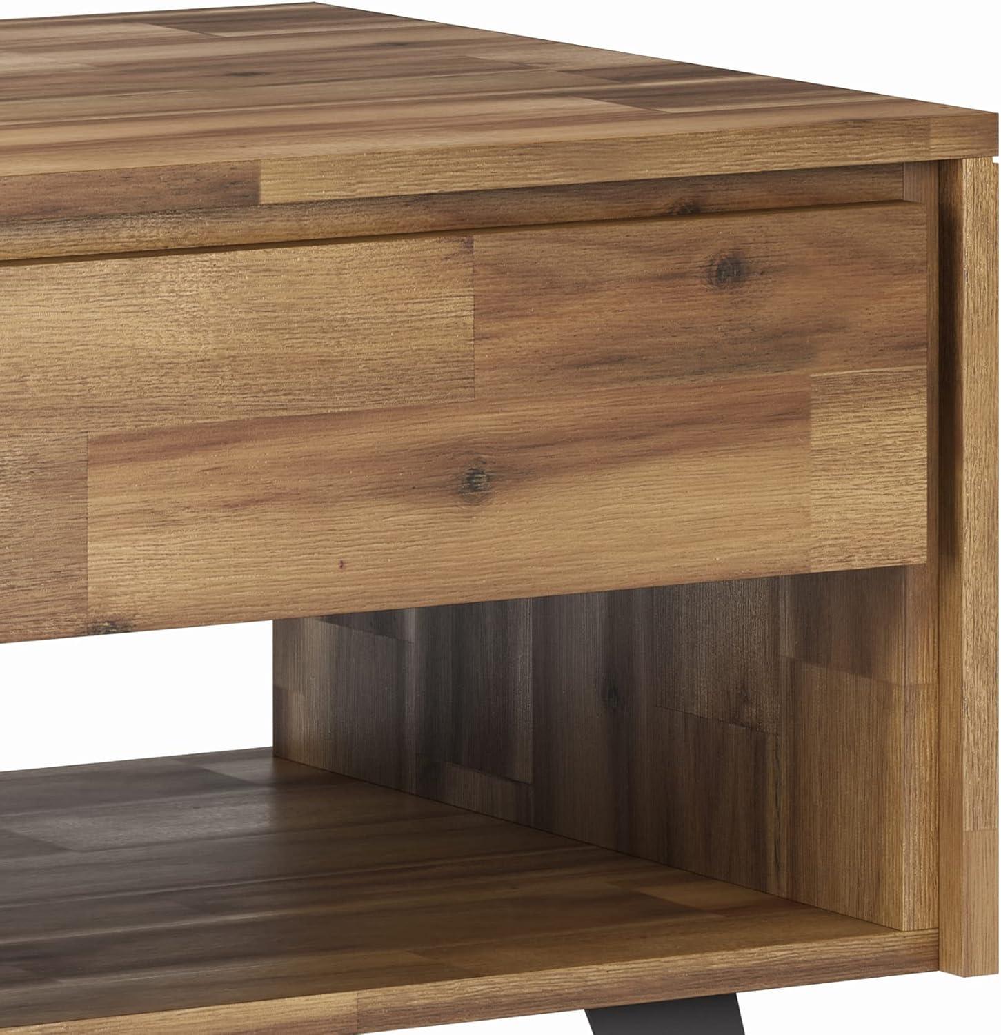 Lowry 22"W Solid Acacia Wood Square End Table with Storage Drawer