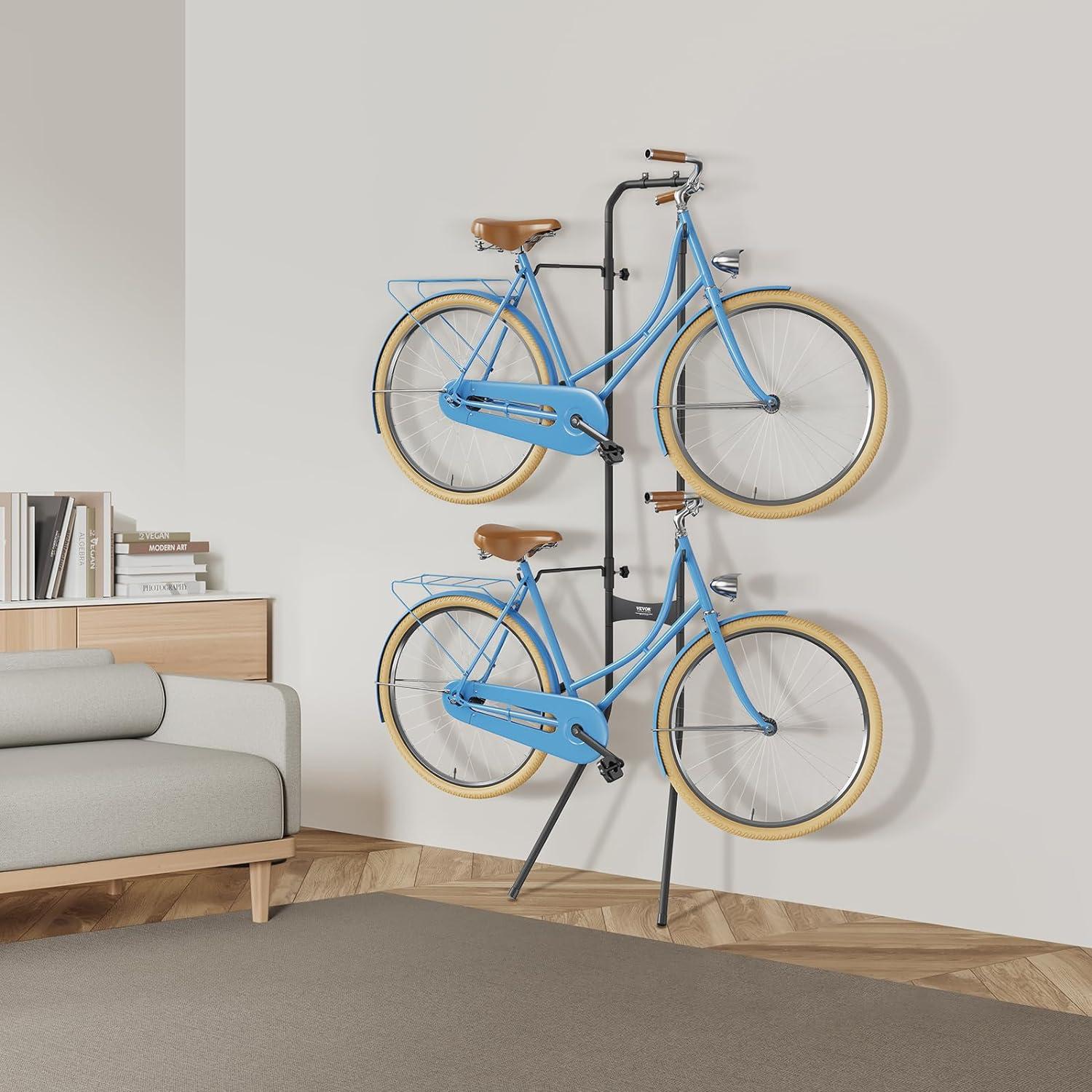 Black Steel Wall-Mounted Adjustable Bike Storage Rack