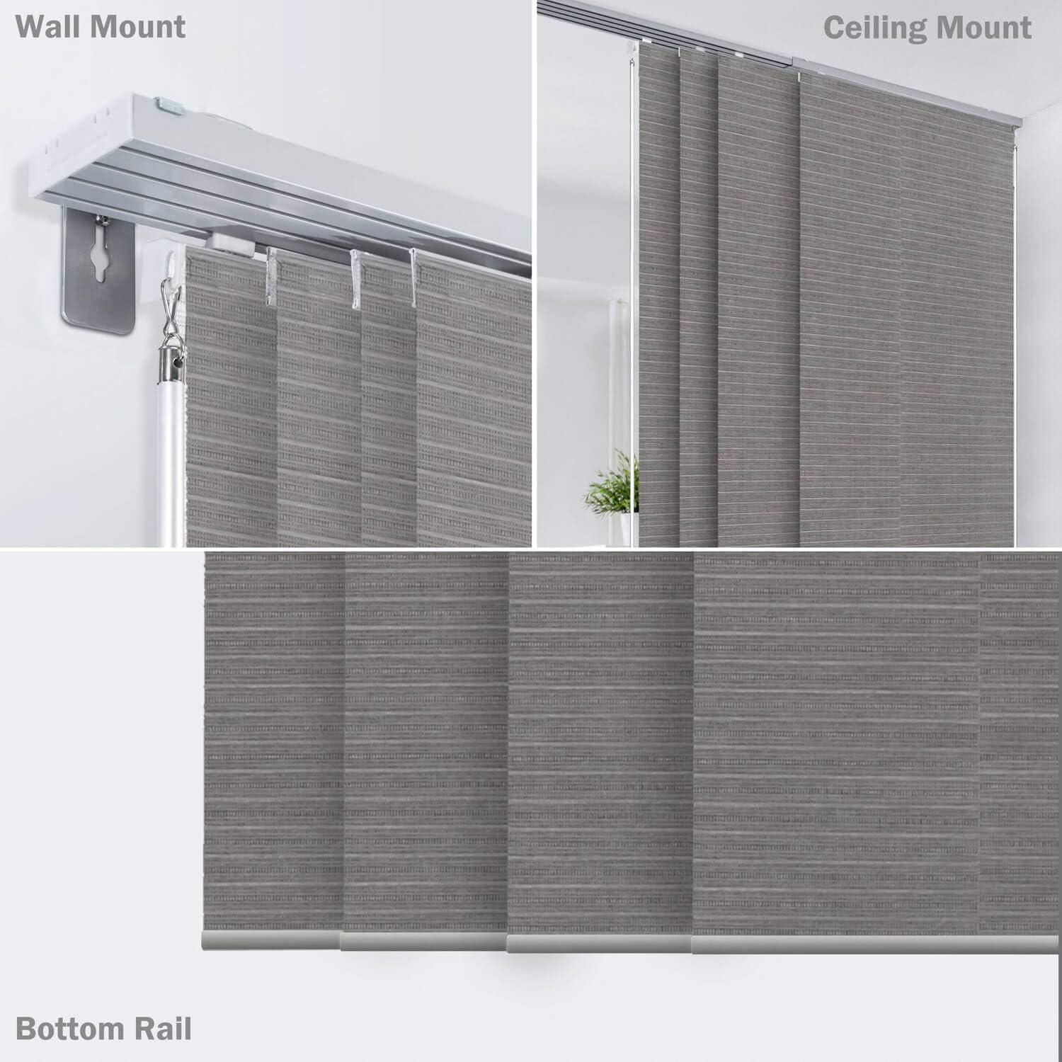 GoDear Design Adjustable Sliding Panel Track Blind 45.8"- 86" W x 96" H, Vertical Blinds, Light Filtering, Peppercorn