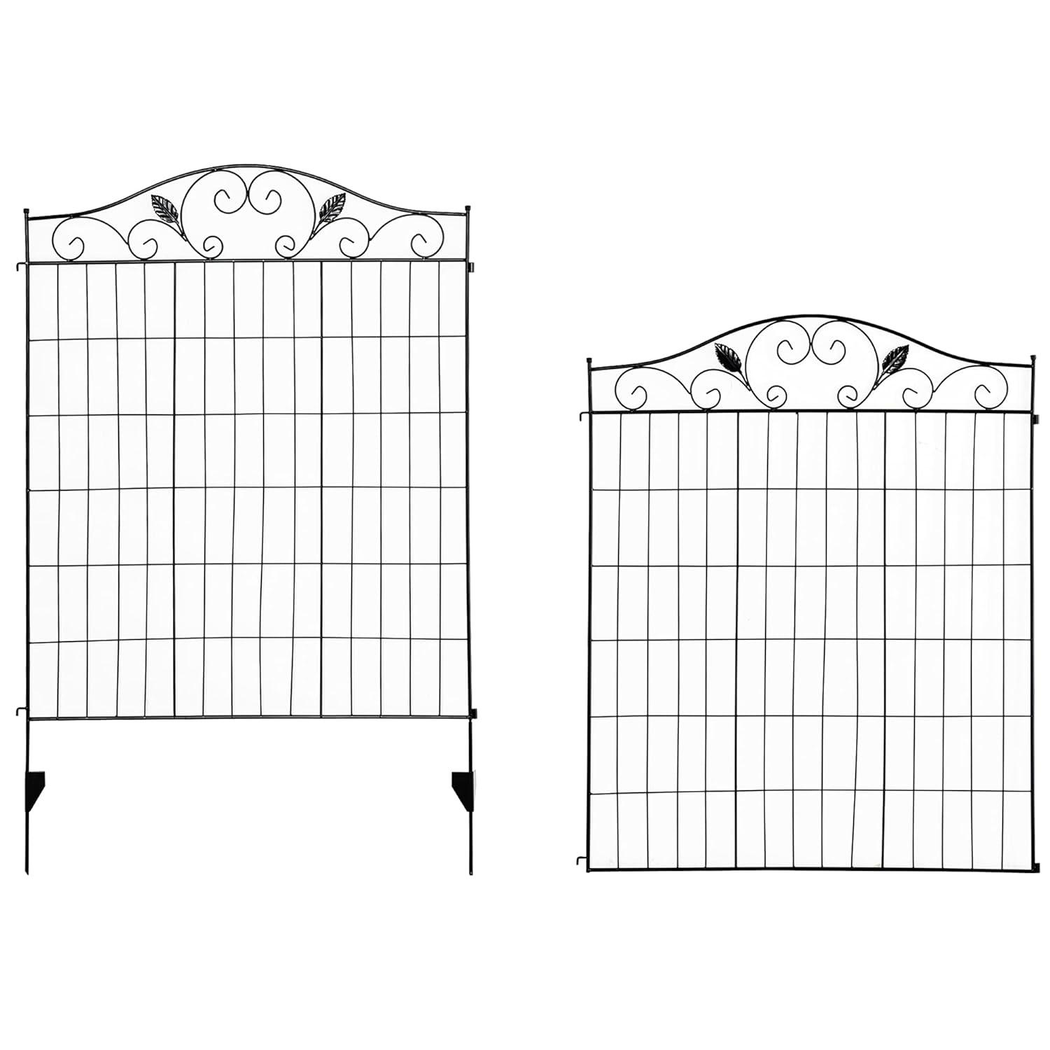 Outsunny Garden Decorative Fence Panel, 4 Pack, 44 x 36-Inch, Linear Length 12 Feet, Steel Border Folding Fence for Garden Landscaping