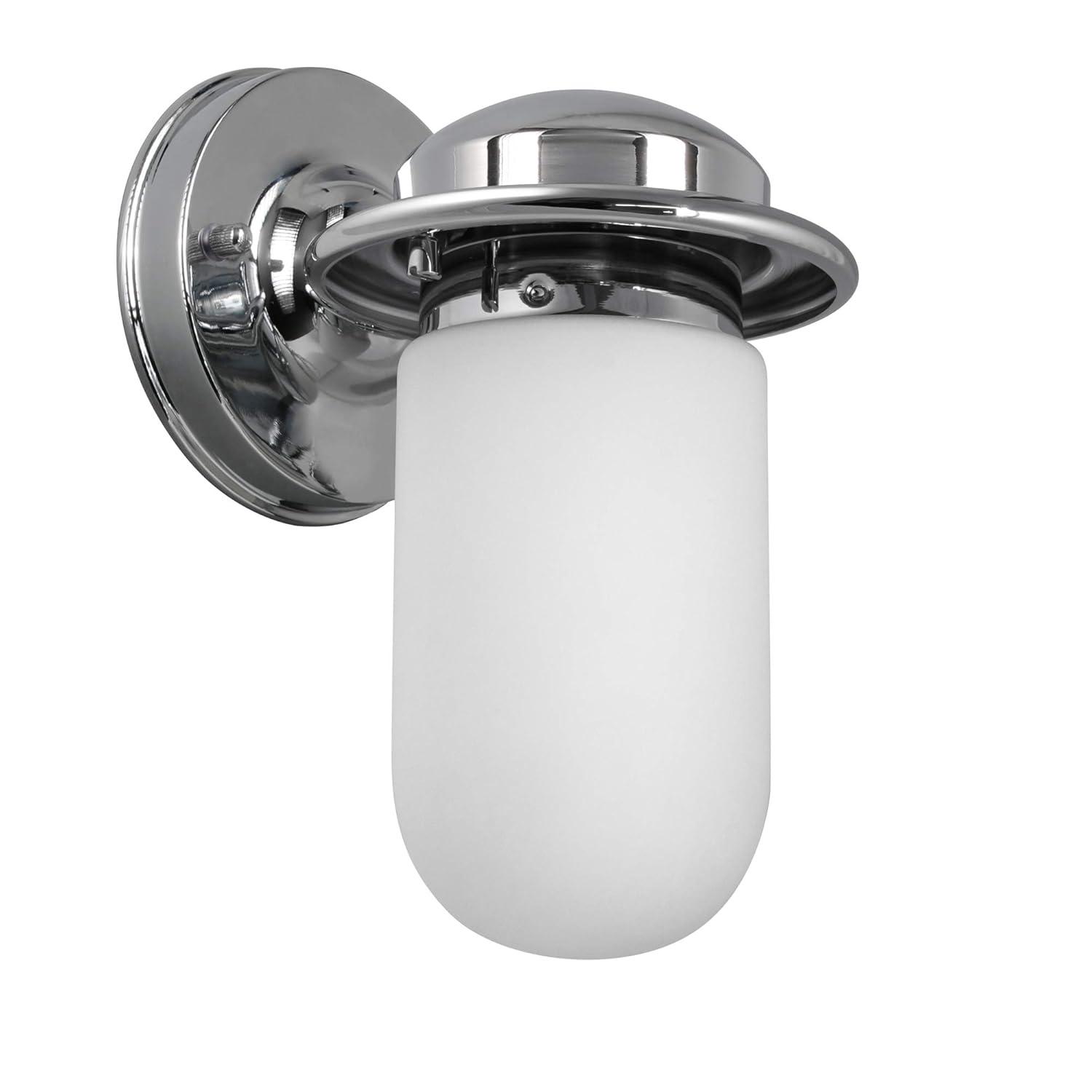 Design House 588947-PC Seaton Classic Industrial 1-Light Indoor Dimmable Wall Light with Removeable Metal Wire Cage and White Opal Frosted Glass for Kitchen Hallway Bedroom Bathroom, Polished Chrome