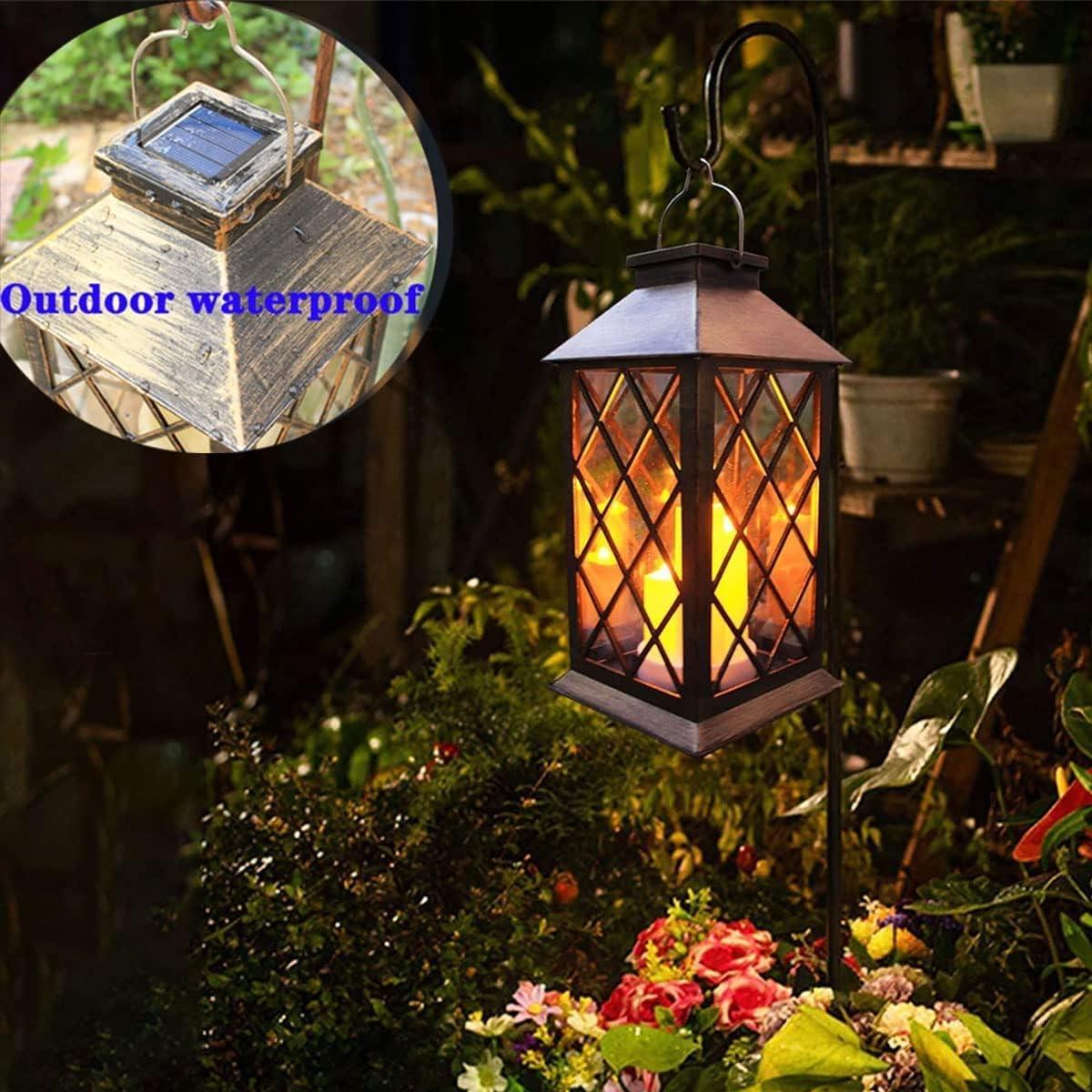 Black Solar Powered LED Flameless Garden Lantern