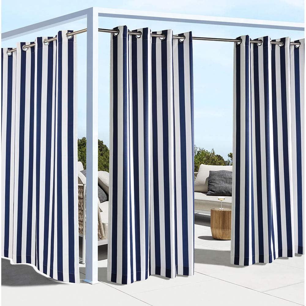 Coastal Stripe Grommet Curtain Panel Window Dressing 50 x 84 in Navy