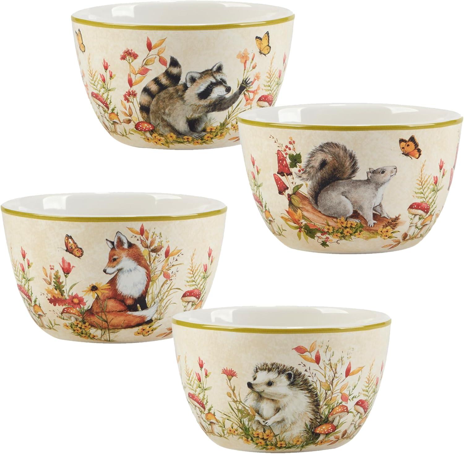 Woodland Critters Set of 4 Ice Cream Bowls