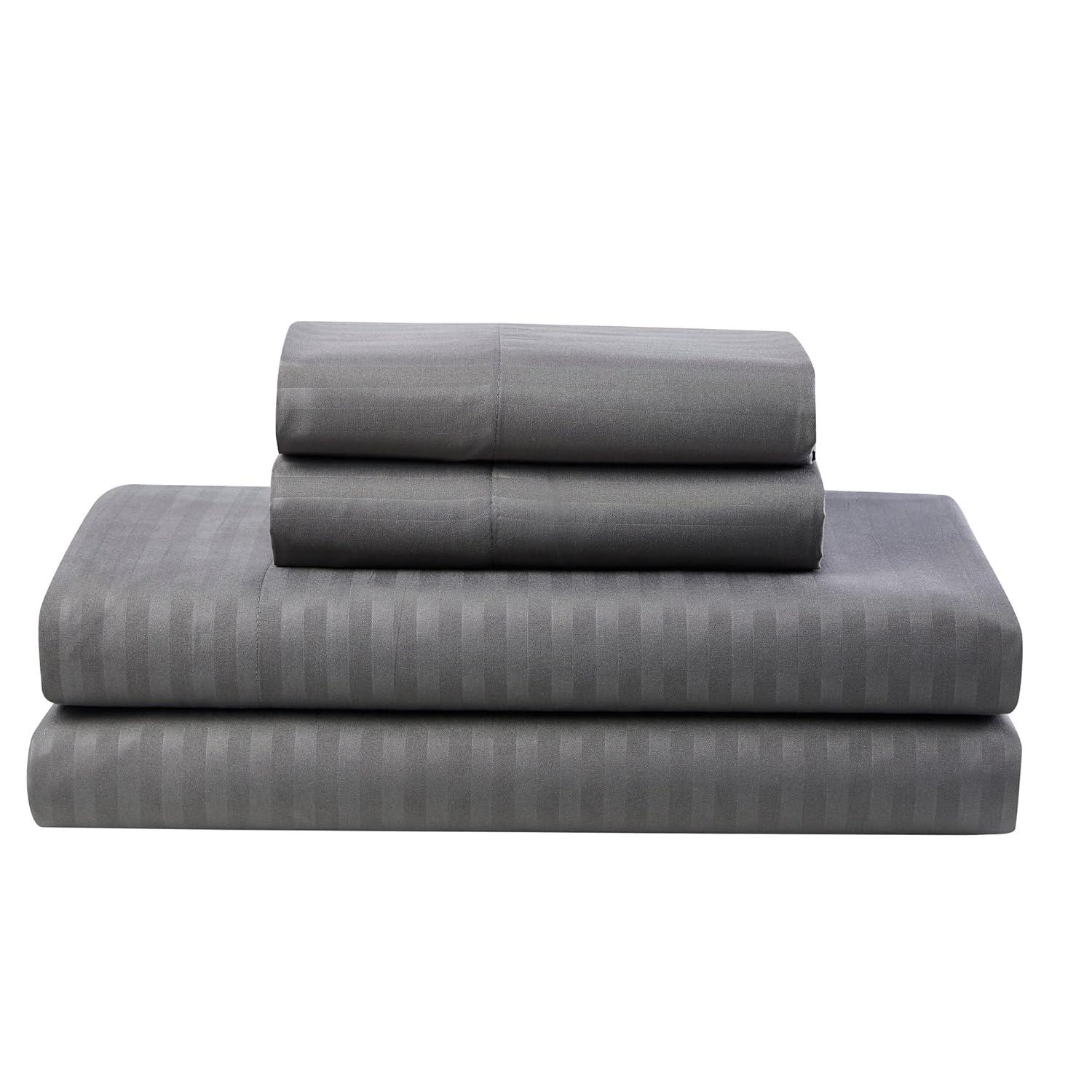 Sweet Home Collection Dobby Stripe Embossed Bed In a Bag Comforter Set