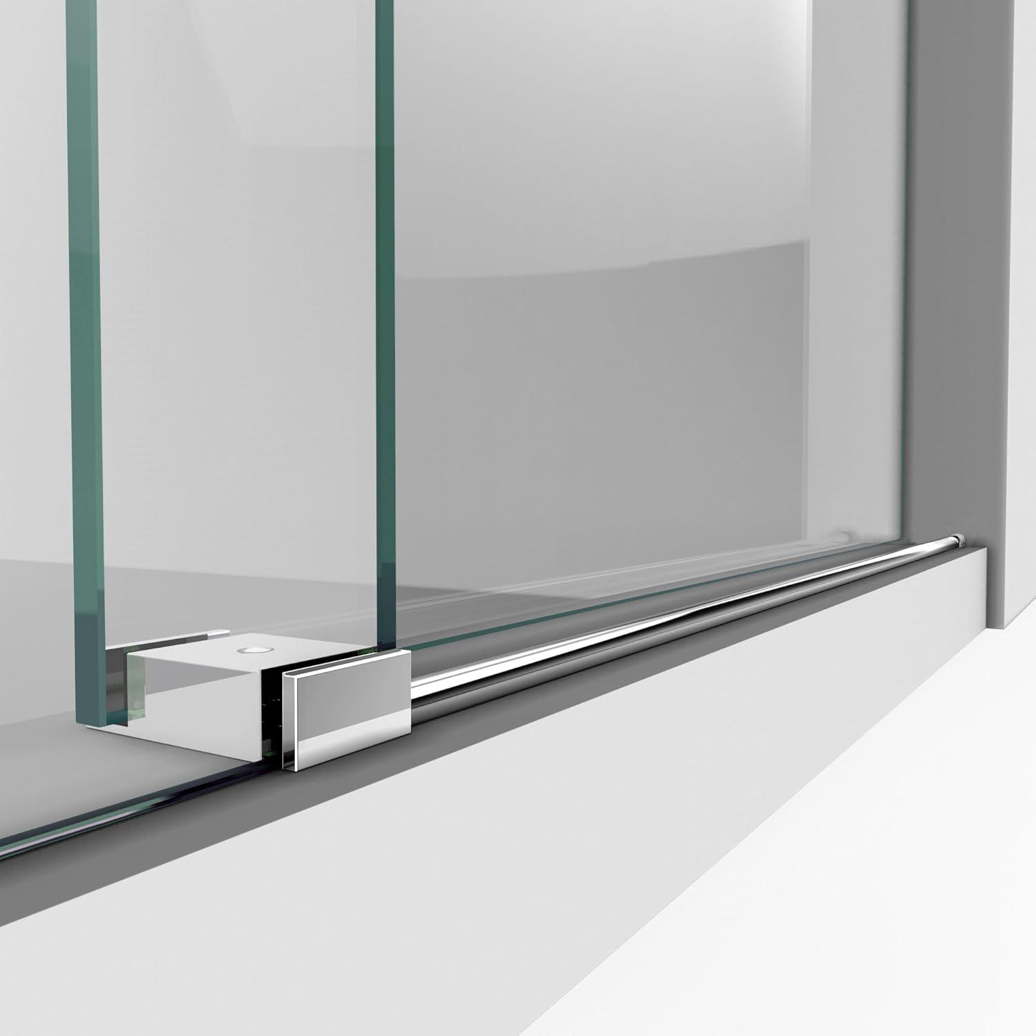 Enigma-X Frameless Sliding Shower Door with Polished Stainless Steel