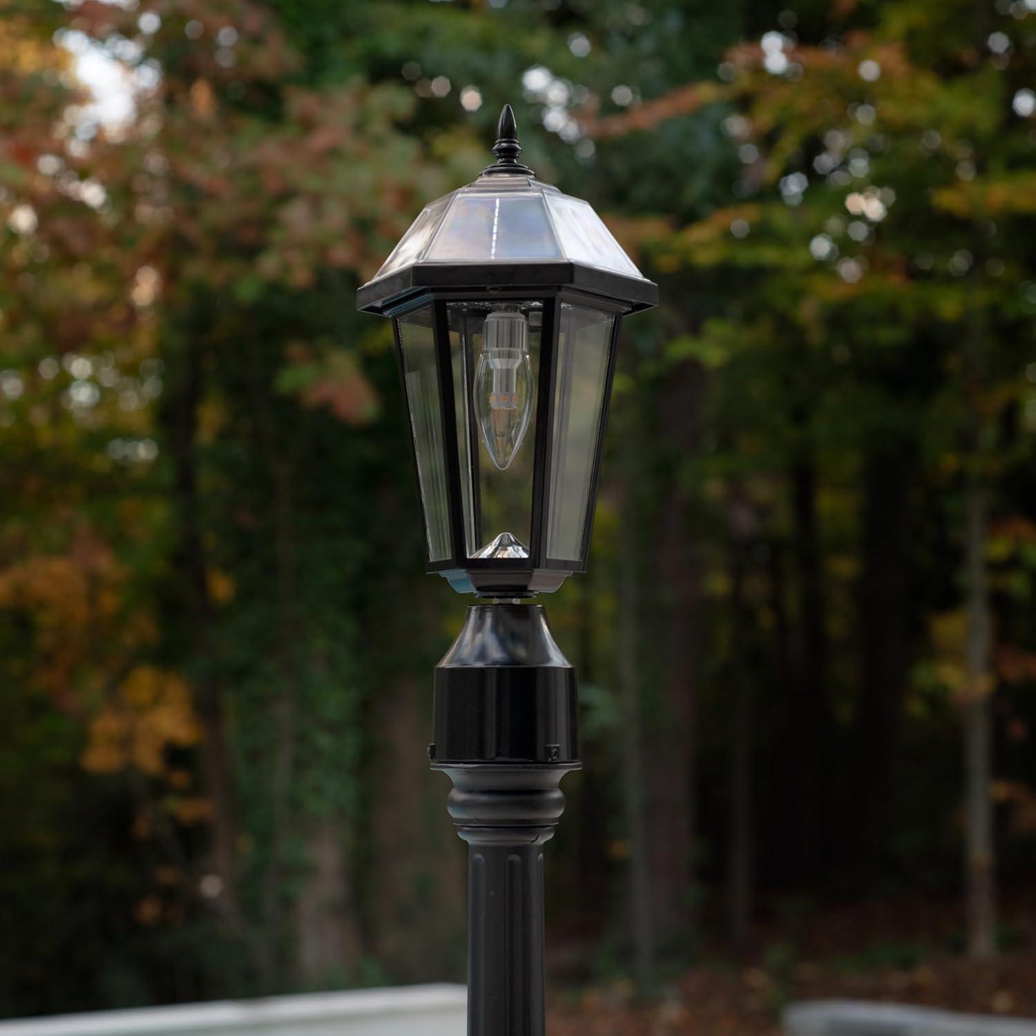 Topaz Single Black Outdoor Warm White Solar Integrated LED Post Light with 3 in. Fitter, Pier and Wall Sconce Options