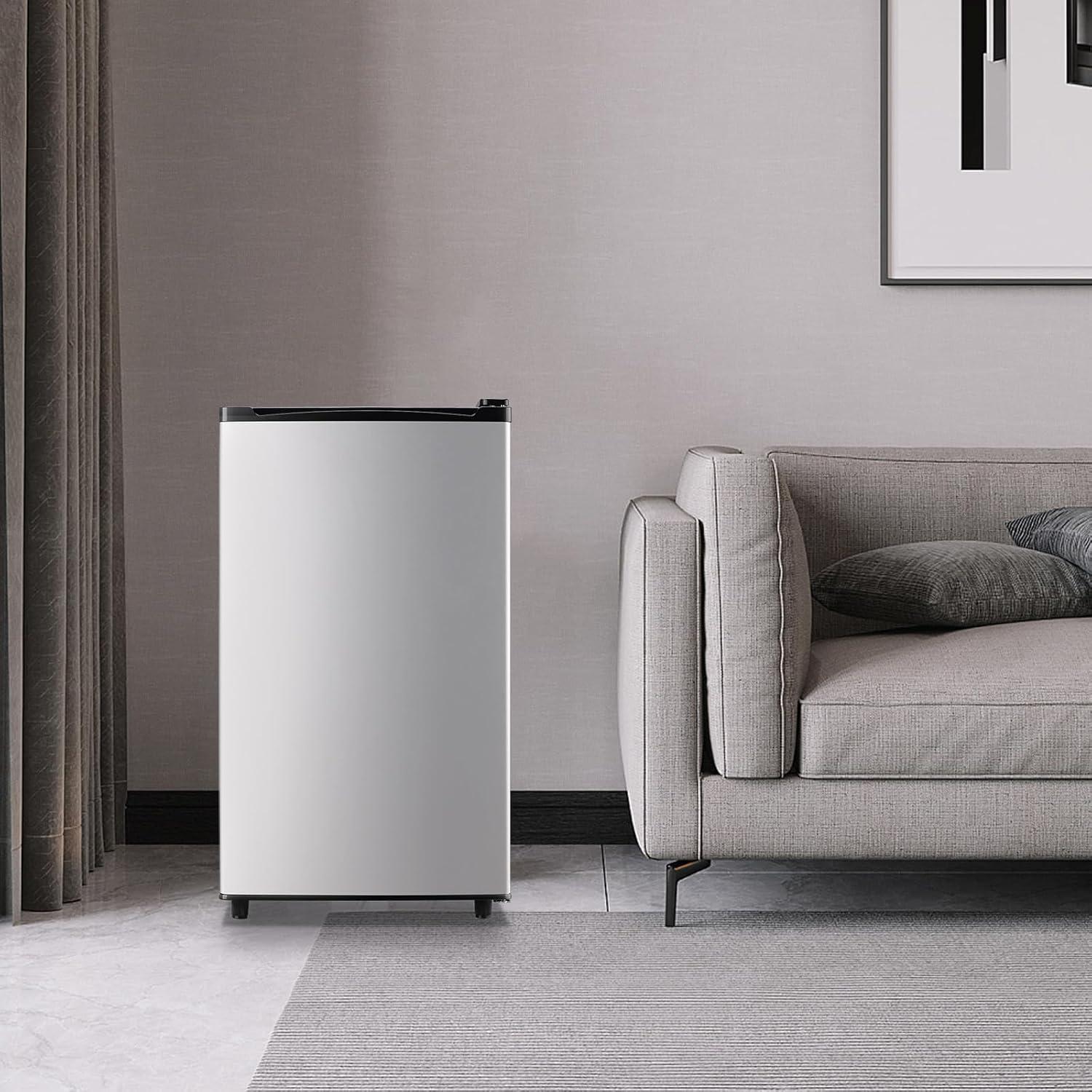 Elevon 3.2 Cu.Ft Mini Fridge with Freezer Small Refrigerator Single Door Adjustable Thermostat Energy-efficient Low Noise, Compact Fridge for Bedroom, Office, Dorm