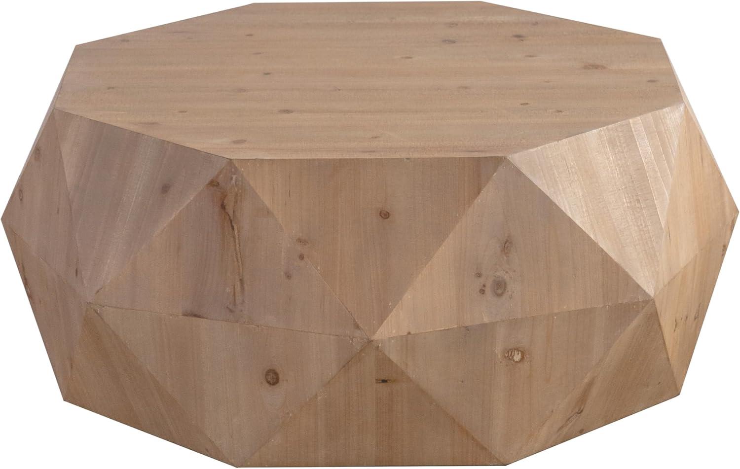 Natural Fir Wood Geometric Drum Coffee Table