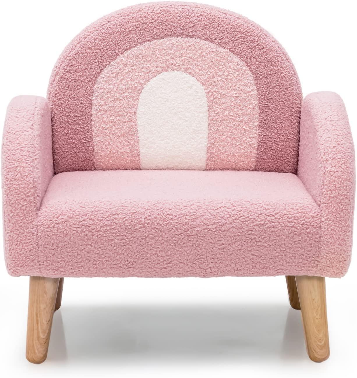 INFANS Kids Sofa, Toddler Armchair with Solid Wooden Frame Anti-Tipping Design Plush Fabric, Upholstered Children Chair for Nursery Kindergarten Playroom Preschool, Gift for Boys Girls, Toddler Couch