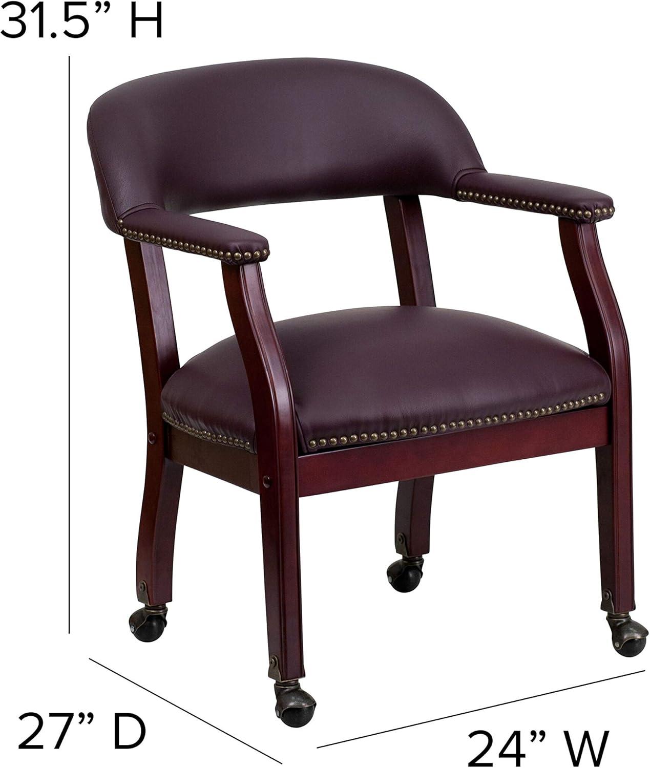 Leather Seat Waiting Room Chair with Wood Frame