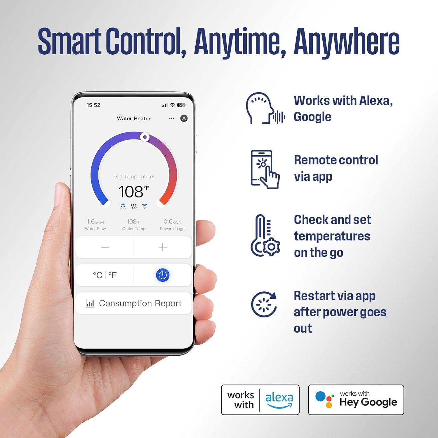 Westinghouse Apolo Performance 27 kW 6.3 GPM 240-Volt Smart WiFi Control Tankless Electric Water Heater