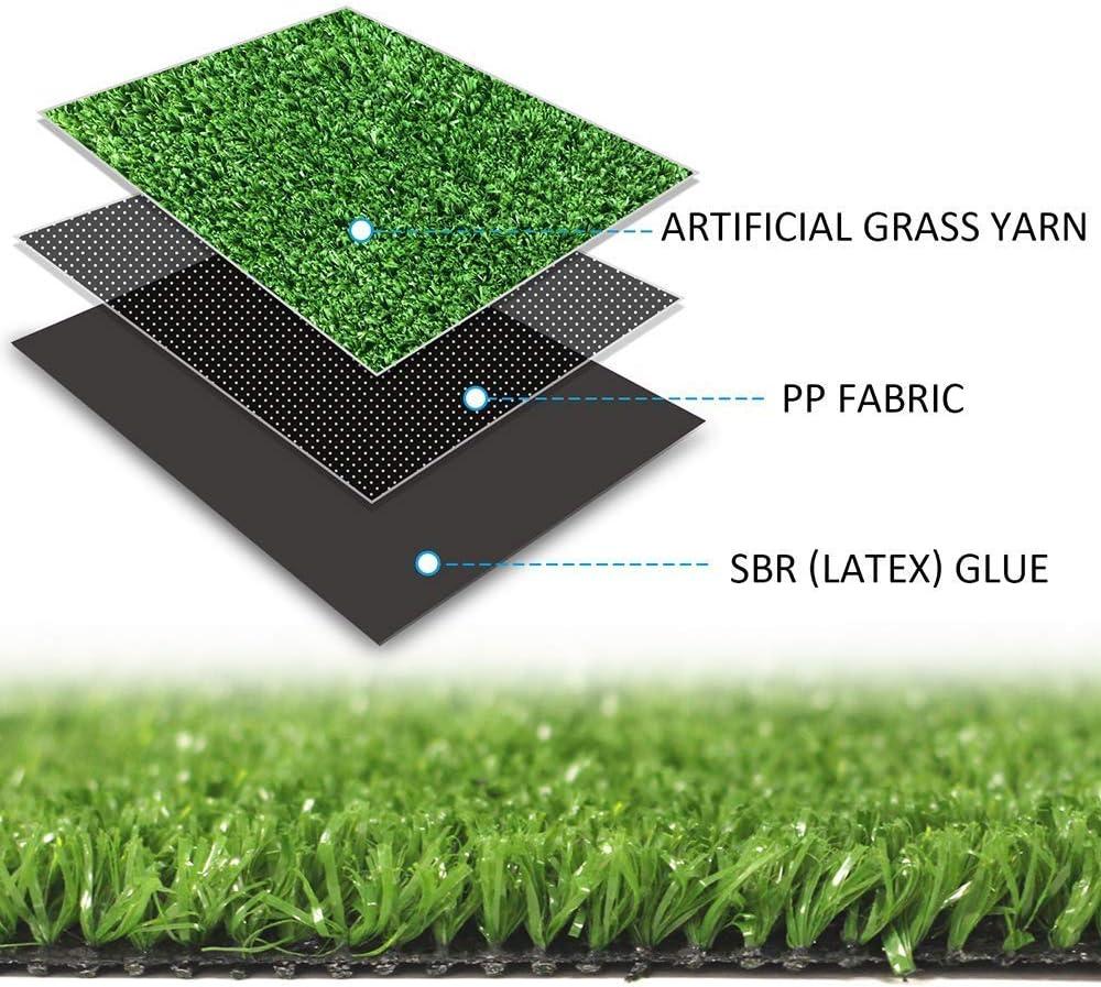 Realistic Green Artificial Grass Mat with Drainage Holes, 5x8 ft