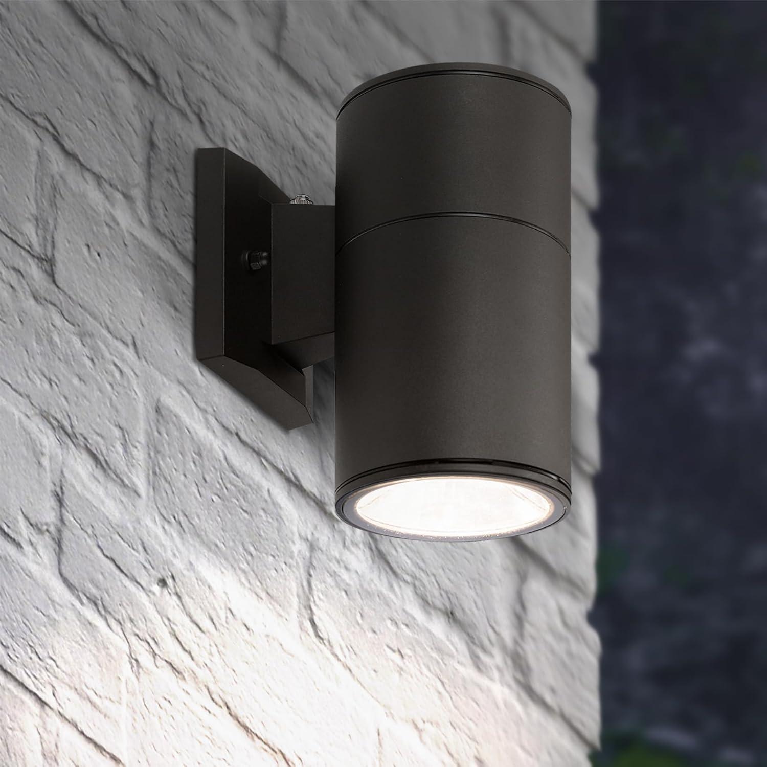 Bronze Cylinder Outdoor LED Wall Light with Glass Shade