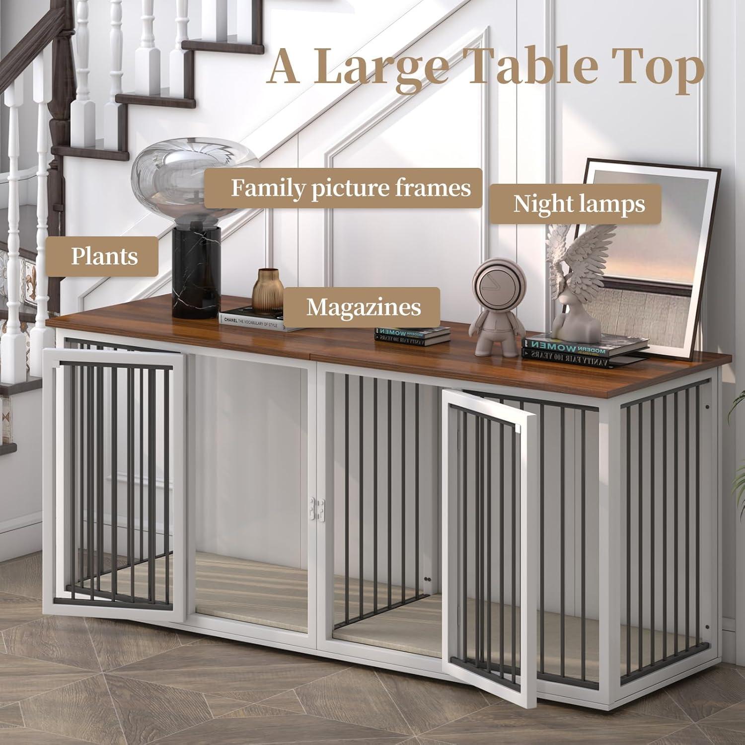 Tucker Murphy Pet™ Large Dog Crate Furniture for 2 Dogs, 71.6'' Steel Frame Dog Crate with Double Doors, Heavy Sturdy Dog Kennel