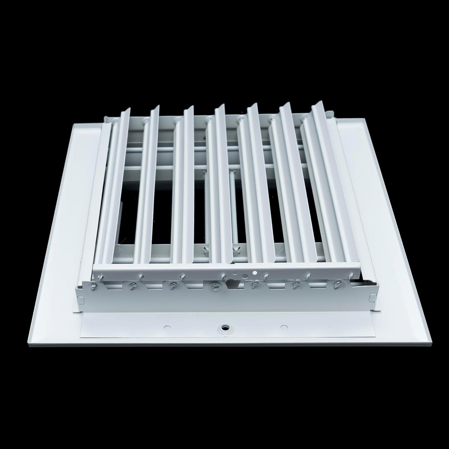 Fits 8x4 Duct Opening Aluminum 3-WAY Adjustable Air Supply Grille by Handua | Curved Blade Register Vent Cover for Sidewall & Ceiling | White | Outer Size: 9.75" X 5.75"