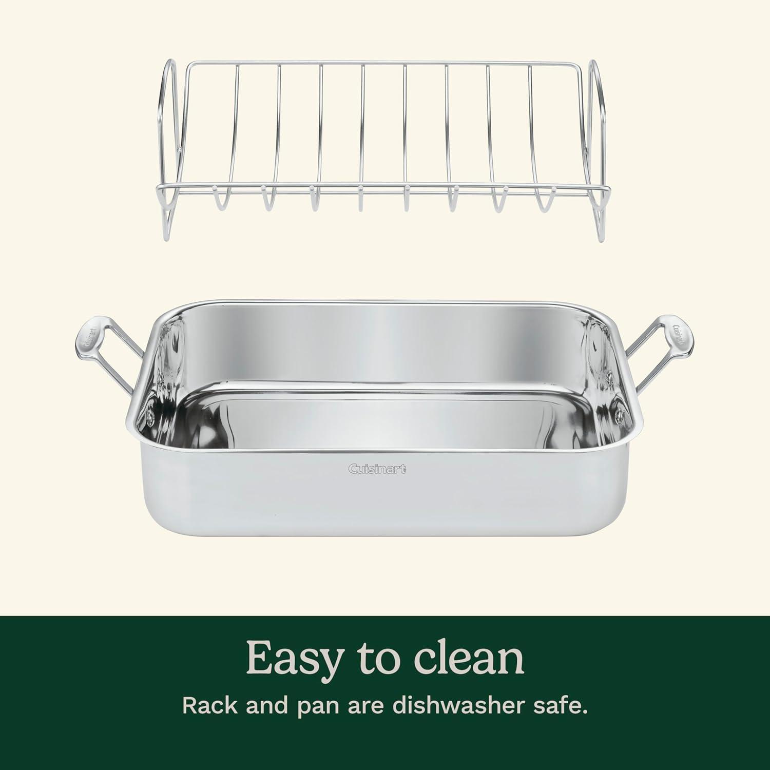 Cuisinart Chef's Classic Stainless Steel Rectangular Roaster with Rack | 16"