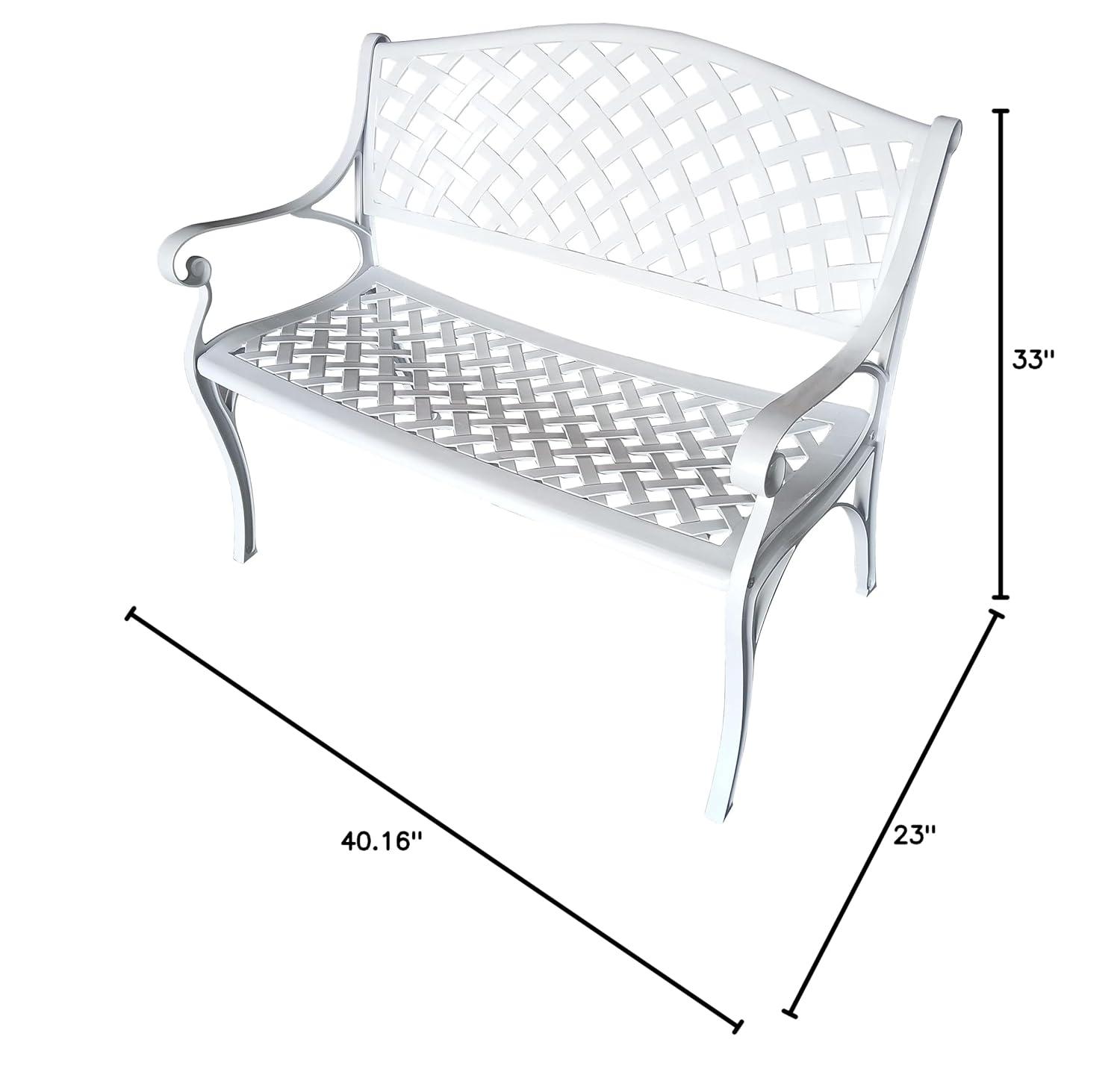 Oakland Living Outdoor Aluminum Modern Black Bronze Grey White Patio Bench Loveseat White