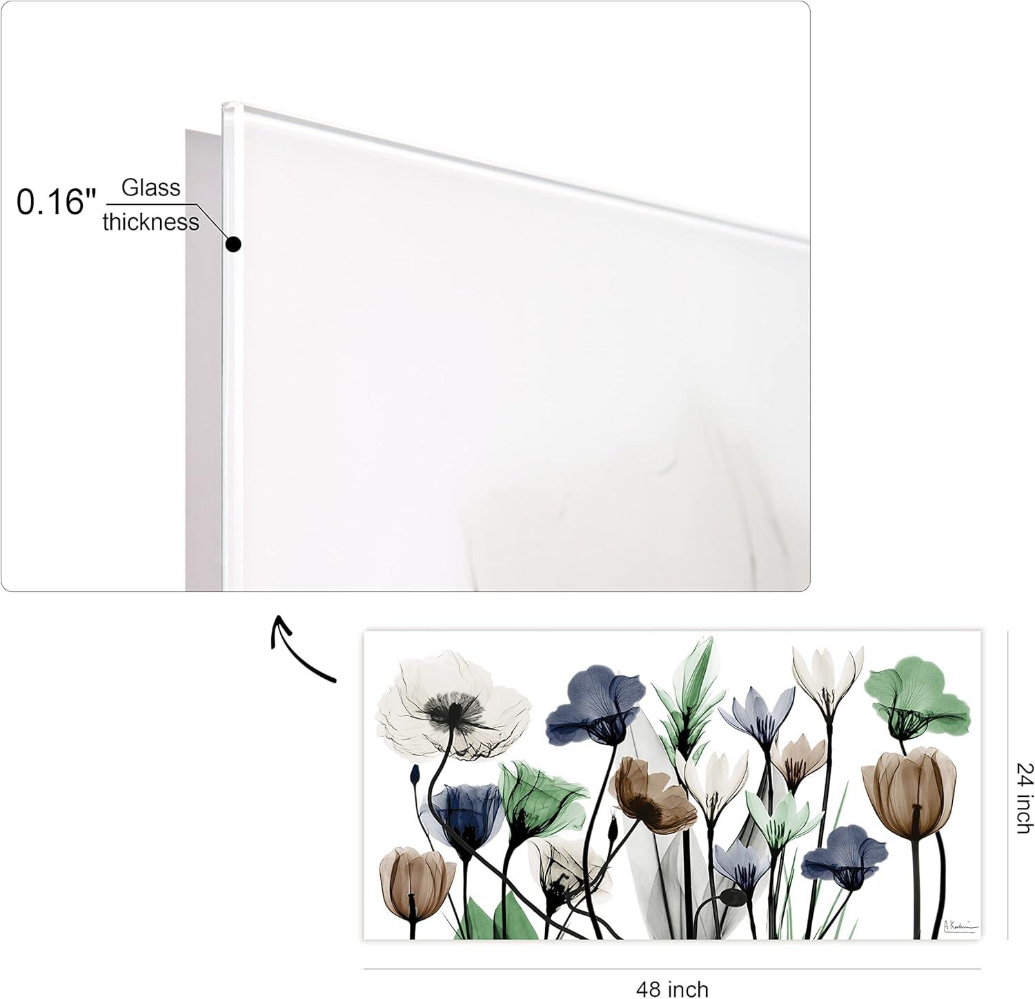 Empire Art Direct Floral Landscape Frameless Free Floating Tempered Glass Panel Graphic Flower Wall Art, 24" x 48" x 0.2", Ready to Hang