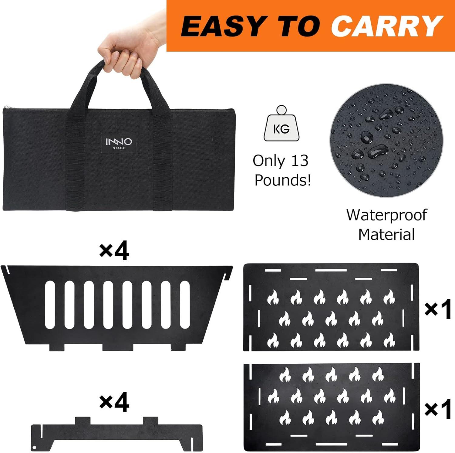 Portable Plug Fire Pit, 15.8 Inch Collapsible Firepits for Outside Wood Burning, Folding Outdoor Indoor Accessories for BBQ Camping Travel or Picnic, Foldable Fire Pits Bonfire of Backyard Patio