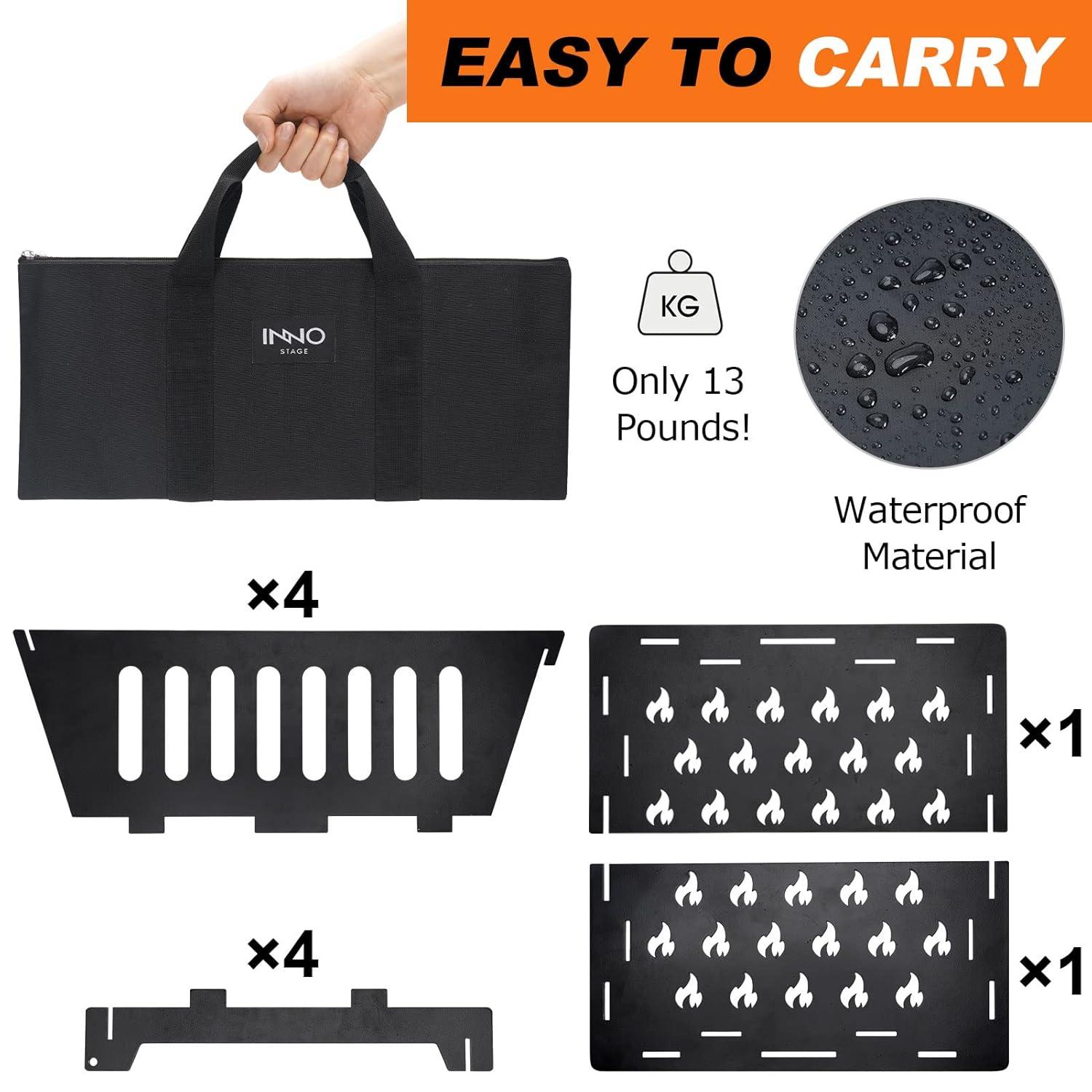 Portable Plug Fire Pit, 15.8 Inch Collapsible Firepits for Outside Wood Burning, Folding Outdoor Indoor Accessories for BBQ Camping Travel or Picnic, Foldable Fire Pits Bonfire of Backyard Patio