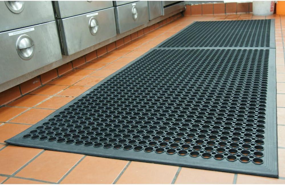 Rubber-Cal "1/2 in. Dura-Chef" Anti-Slip Rubber Kitchen Mat - 1/2 in x 3 ft x 5 ft - Black Rubber Mat