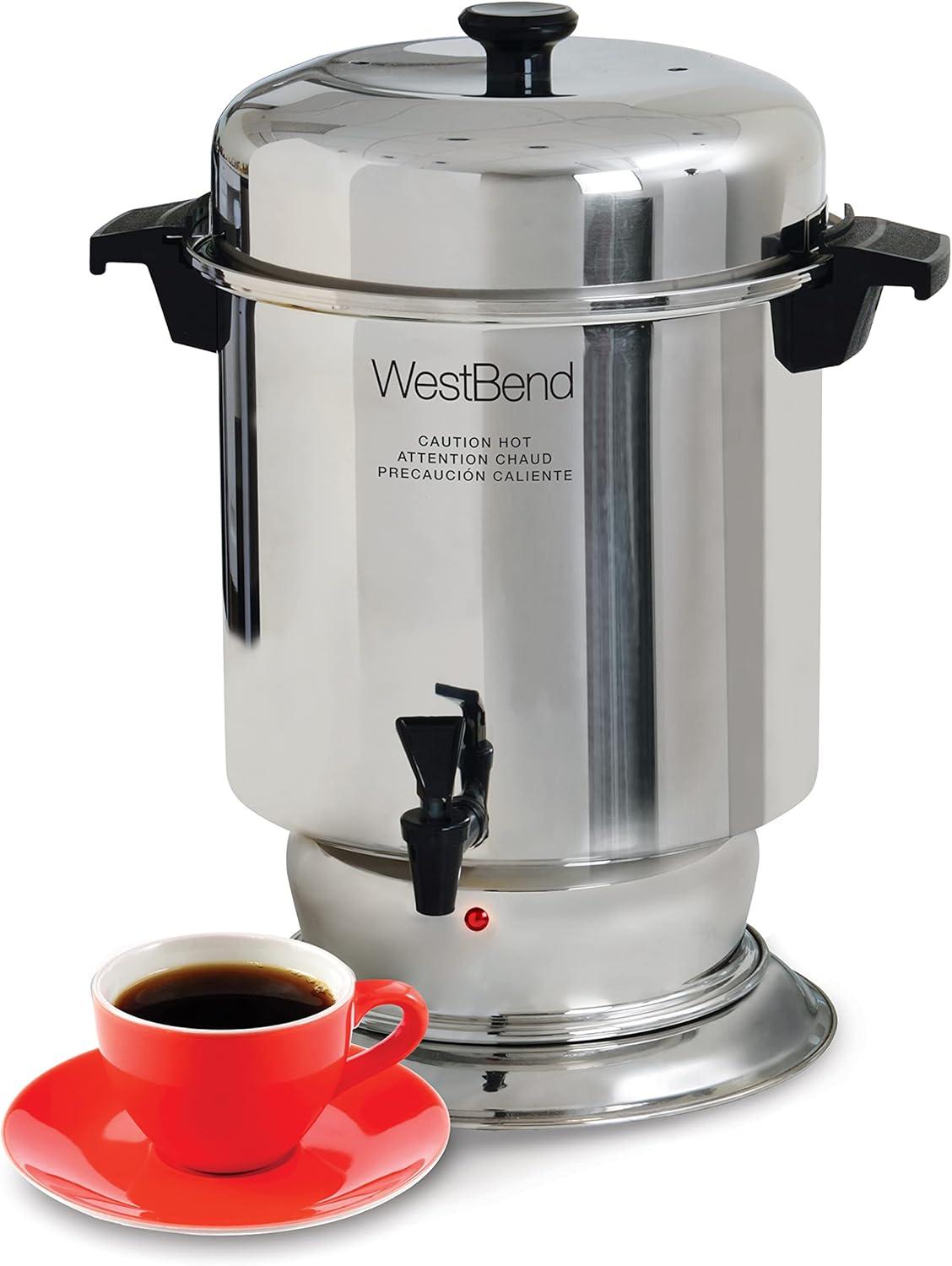 Polished Stainless Steel 55-Cup Commercial Coffee Percolator