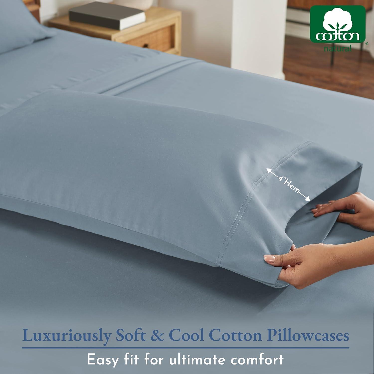 Luxury Pillowcase Set - 800 Thread Count 100% Cotton Sateen, Soft & Cooling Pillowcases by California Design Den