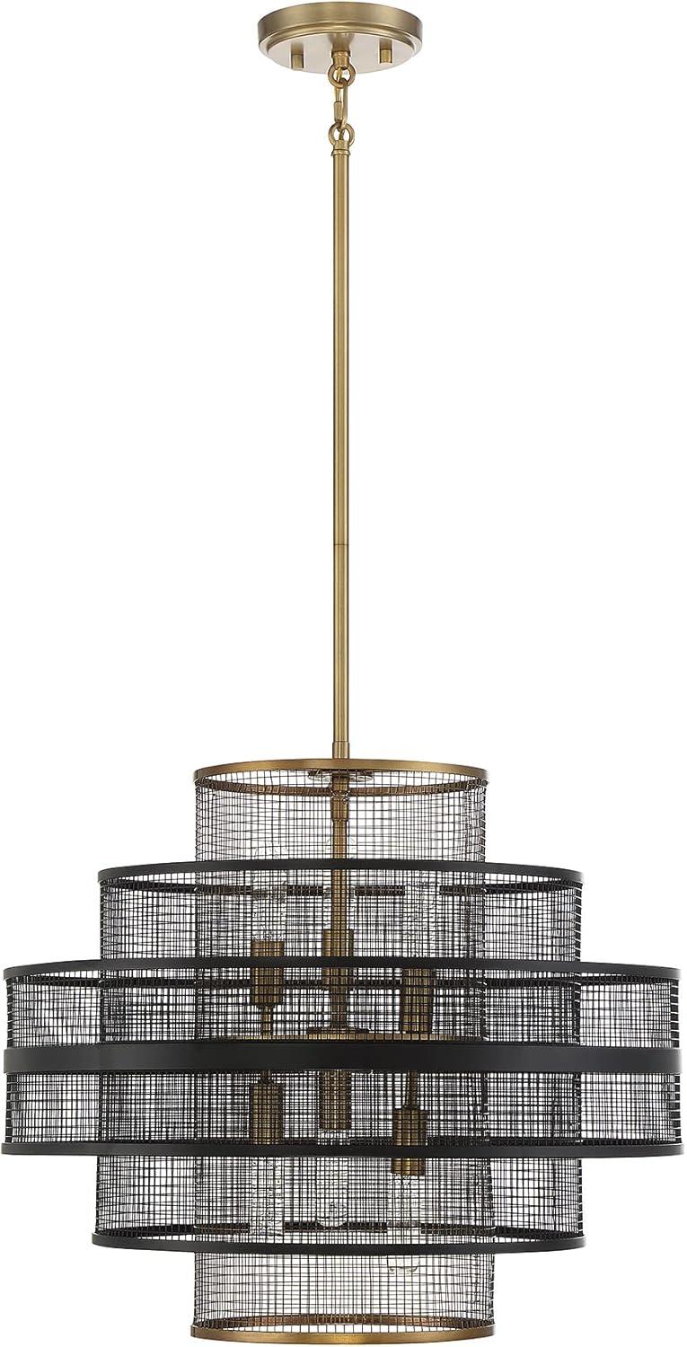 Kelvin 20" Matte Black and Brass Industrial Pendant Light