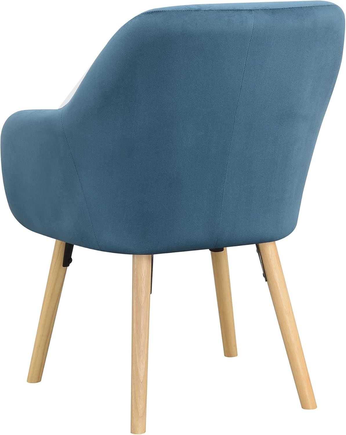 Charlotte Blue Velvet Wingback Accent Chair with Light Oak Legs