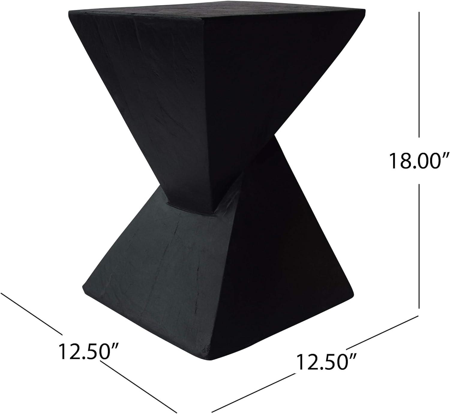Katie Outdoor Lightweight Concrete Accent Table, Black