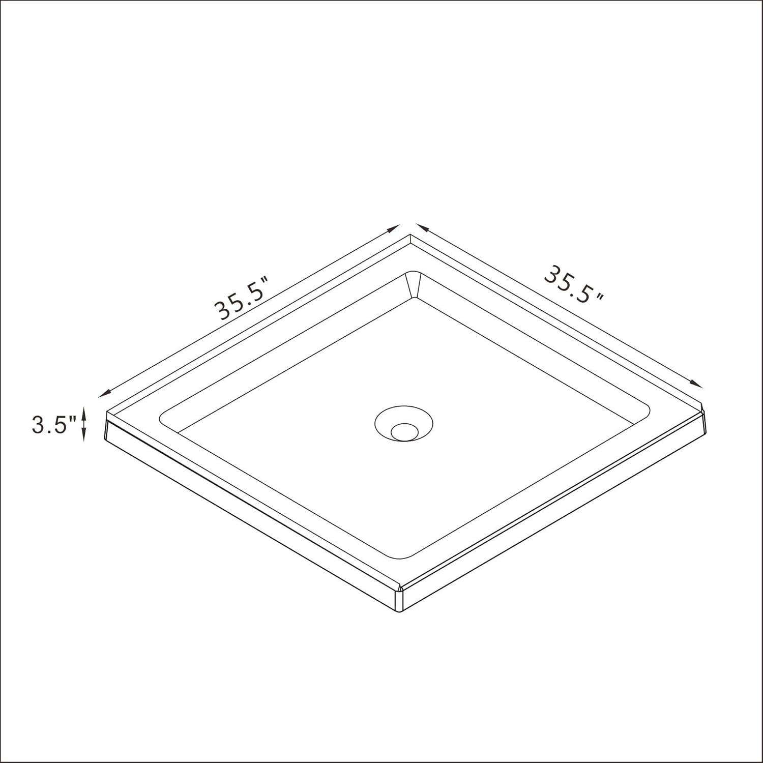 Goodyo 36" X 36" Single Threshold Shower Base Pan Center Drain White