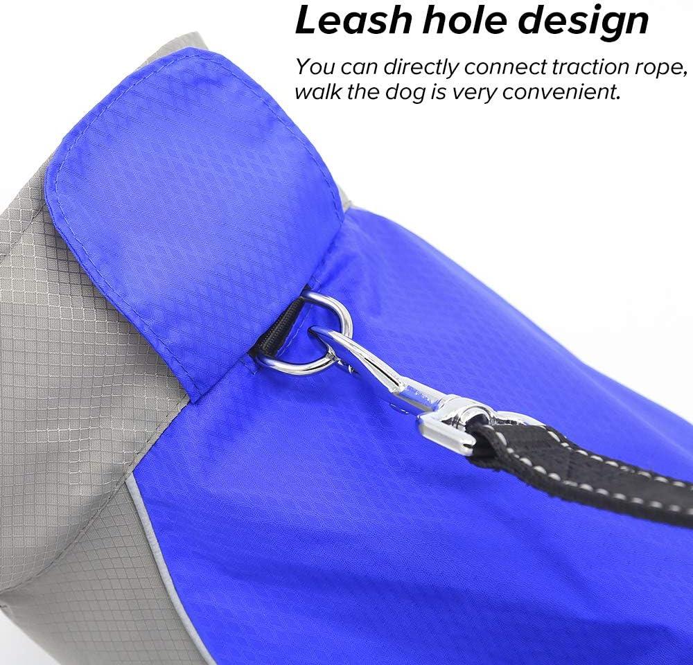 Vizpet Dog Raincoat Waterproof Coats,Dog Jacket High Visibility Warm Vest Dog Clothes for Small Medium Large Dogs(Blue-L)