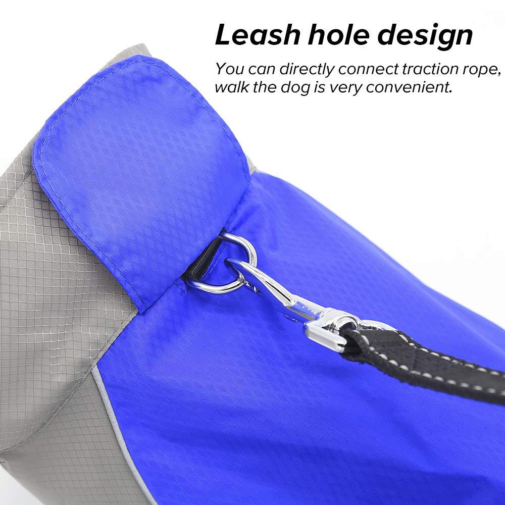 Vizpet Dog Raincoat Waterproof Coats,Dog Jacket High Visibility Warm Vest Dog Clothes for Small Medium Large Dogs(Blue-L)