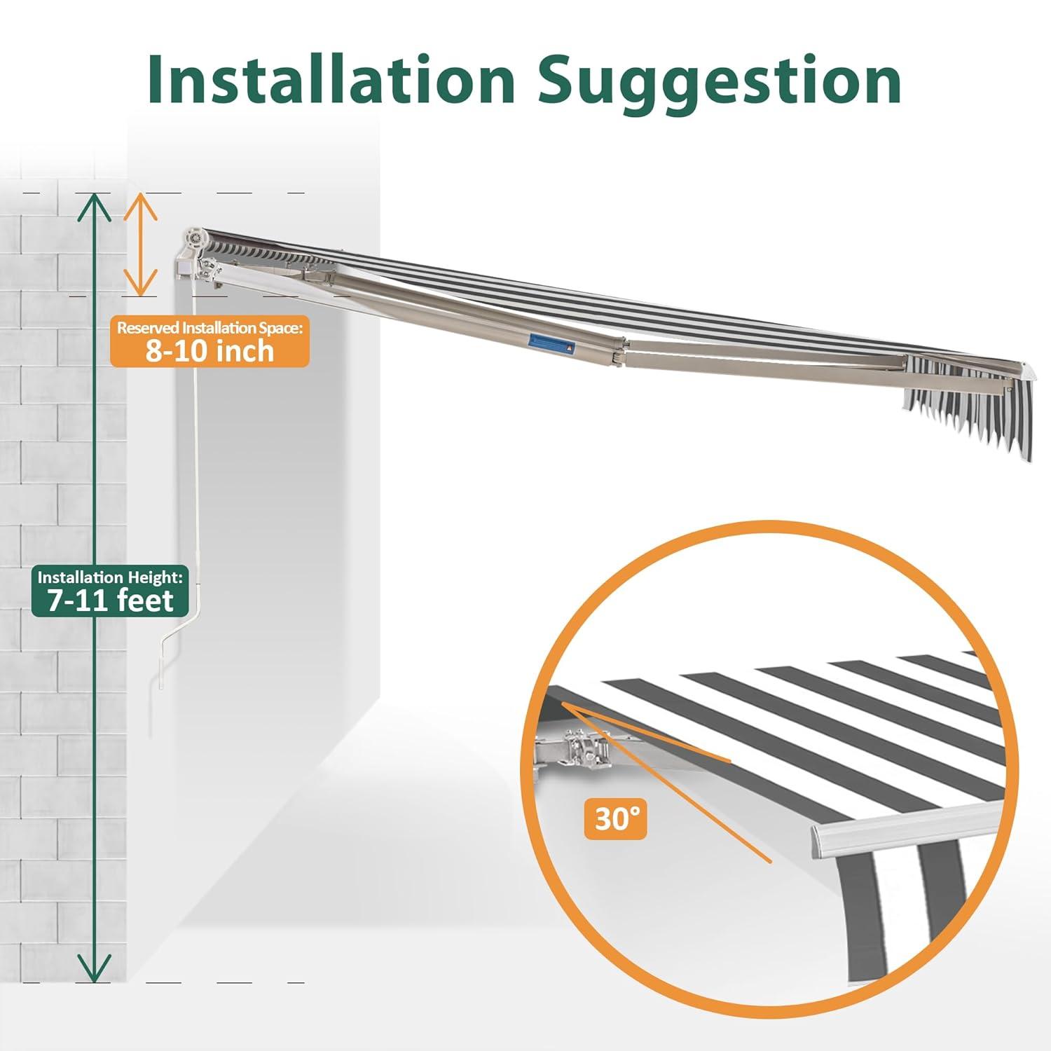 MCombo Manual Retractable Patio Door/Window Awning, Sunshade Shelter Outdoor Canopy