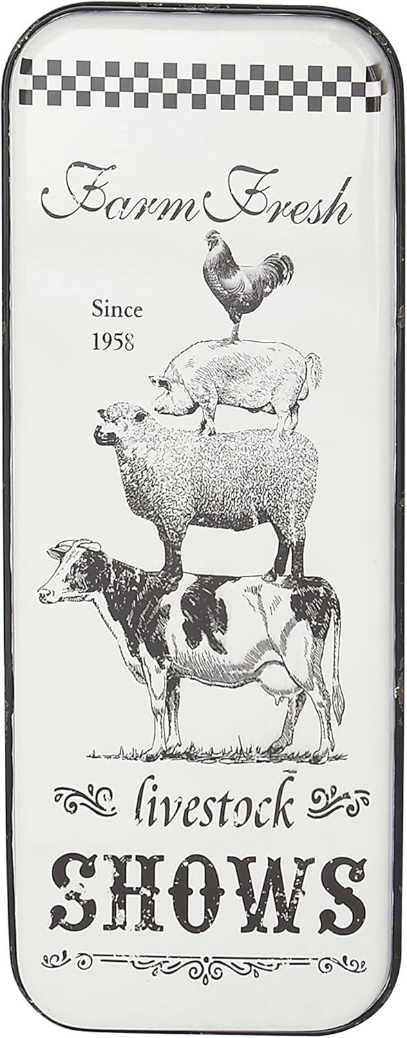 42" x 16" Vintage Country Iron Farmhouse Metal Sign Wall Decor Black - Olivia & May: Glazed White Rectangular Panel