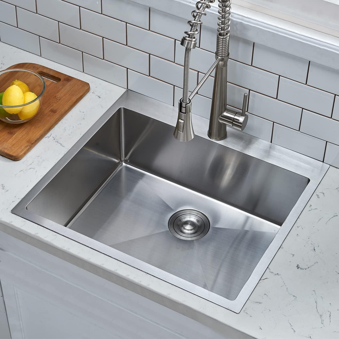 Ruvati 25 x 22 inch Drop-in Topmount Kitchen Sink 16 Gauge Stainless Steel Single Bowl