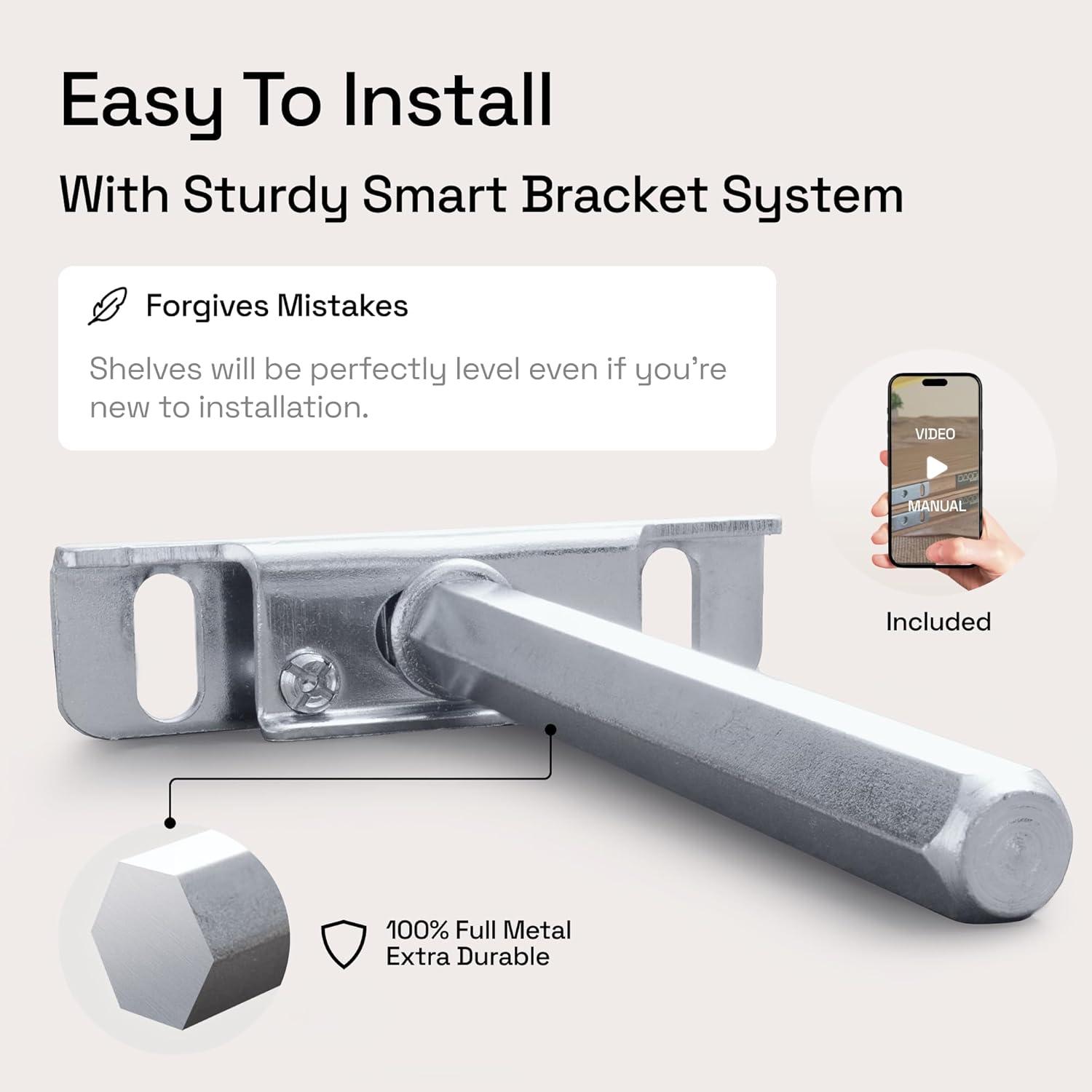 Baobab Workshop Solid Wood Floating Shelves, Wooden Shelves for Wall (Set of 2)