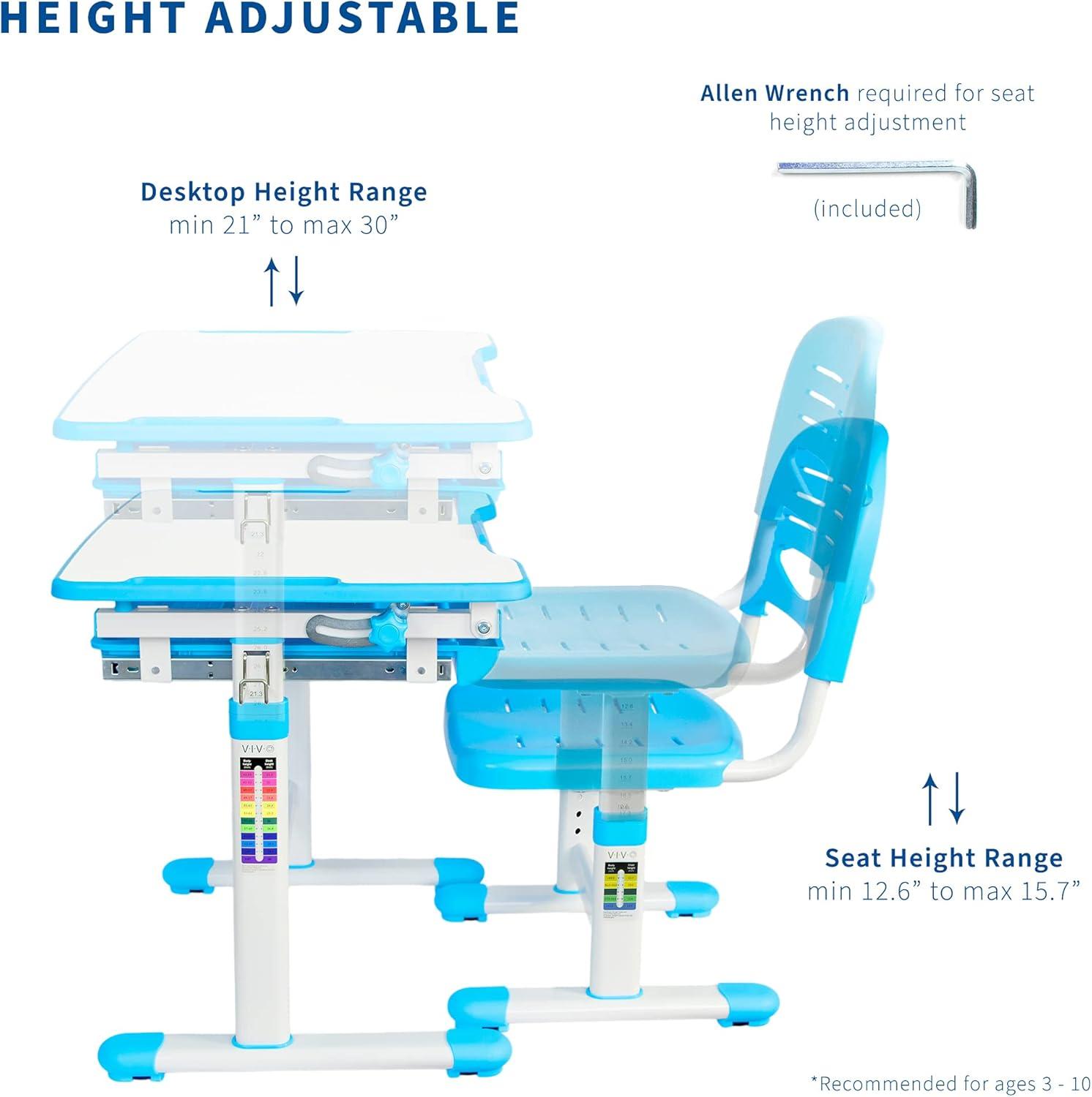 Kids' Height Adjustable Desk and Chair DESK-V201B Series