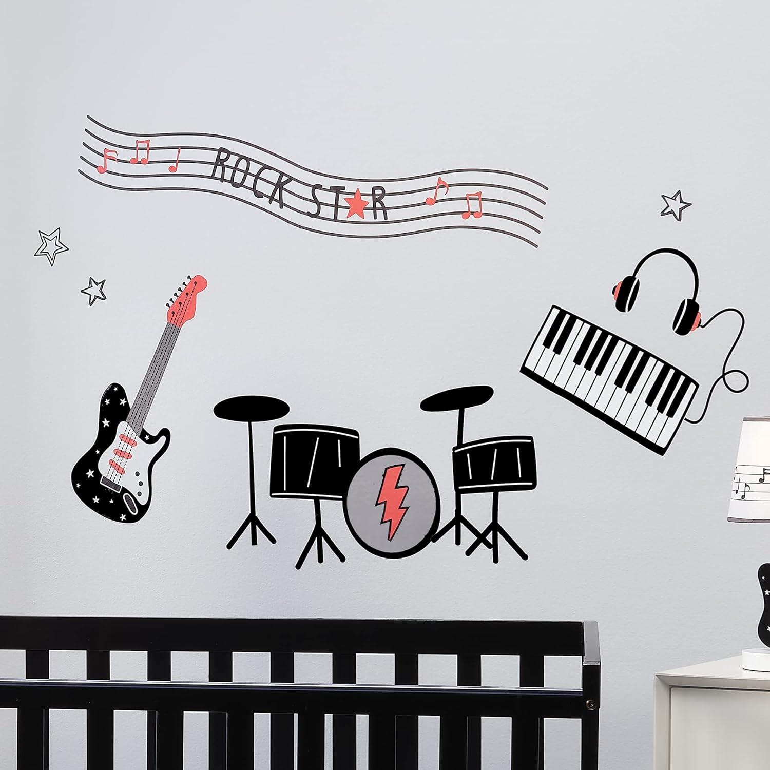 Lambs & Ivy Rock Star Musical Instruments Wall Decals/Stickers - Drums/Guitar