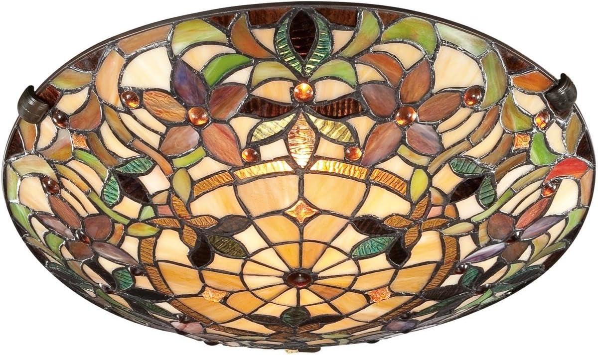 Kami 17'' Vintage Bronze Tiffany Flush Mount Light